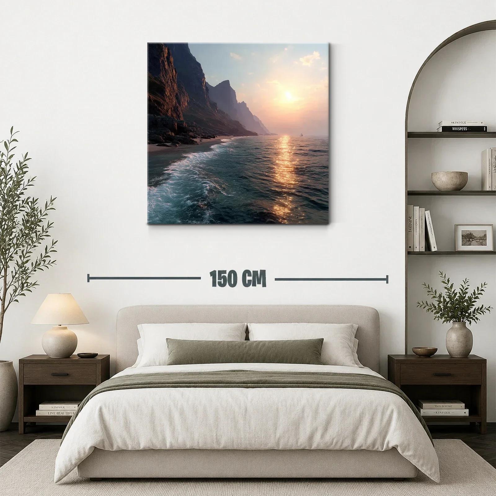 Atardecer en acantilados junto al mar tranquilo y sereno — miniatura 3