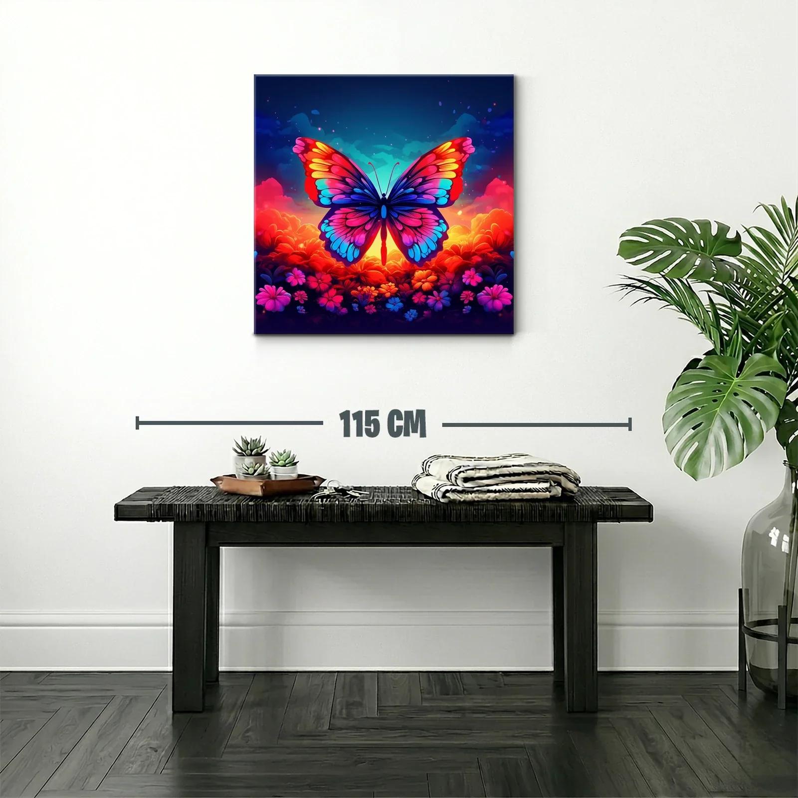 Mariposa vibrante sobre fondo floral al atardecer — miniatura 2
