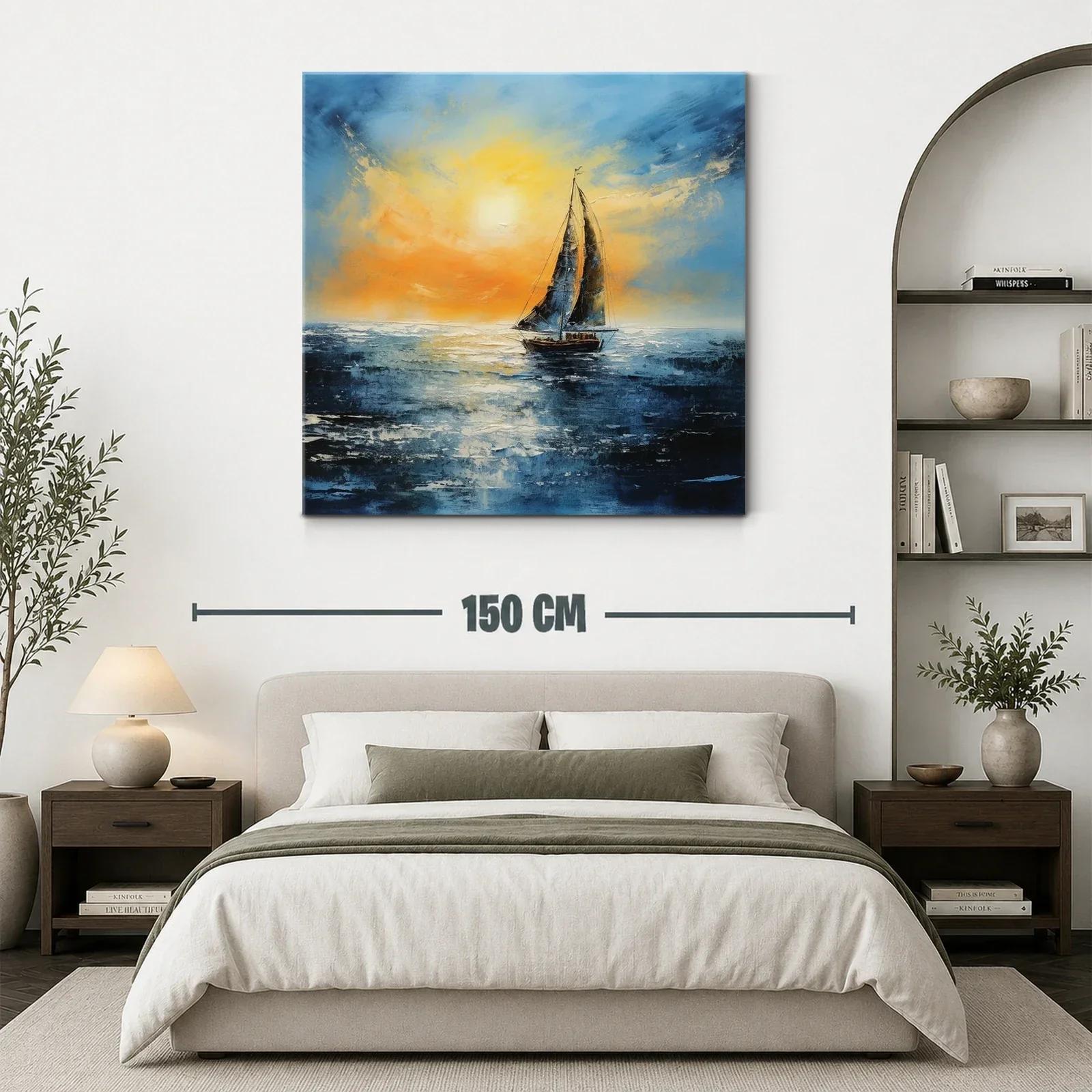 Velero navegando al atardecer sobre mar sereno — miniatura 3