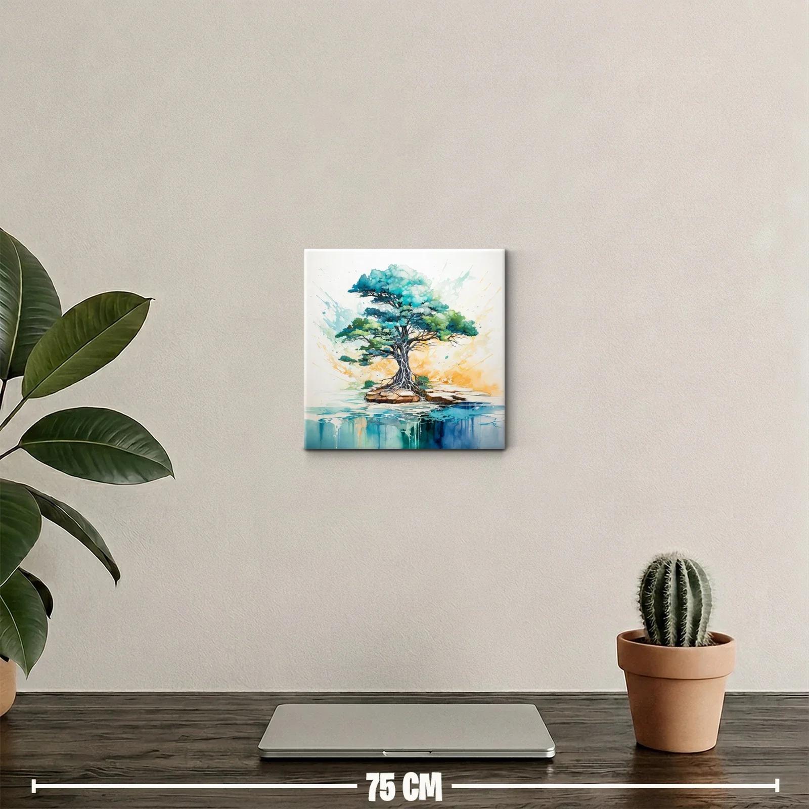 Árbol vibrante sobre isla con reflejos acuáticos — miniatura 2