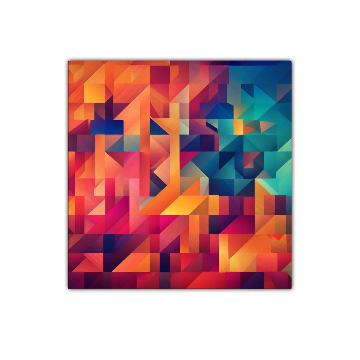 Cuadro abstracto con vibrantes tonos cálidos y fríos