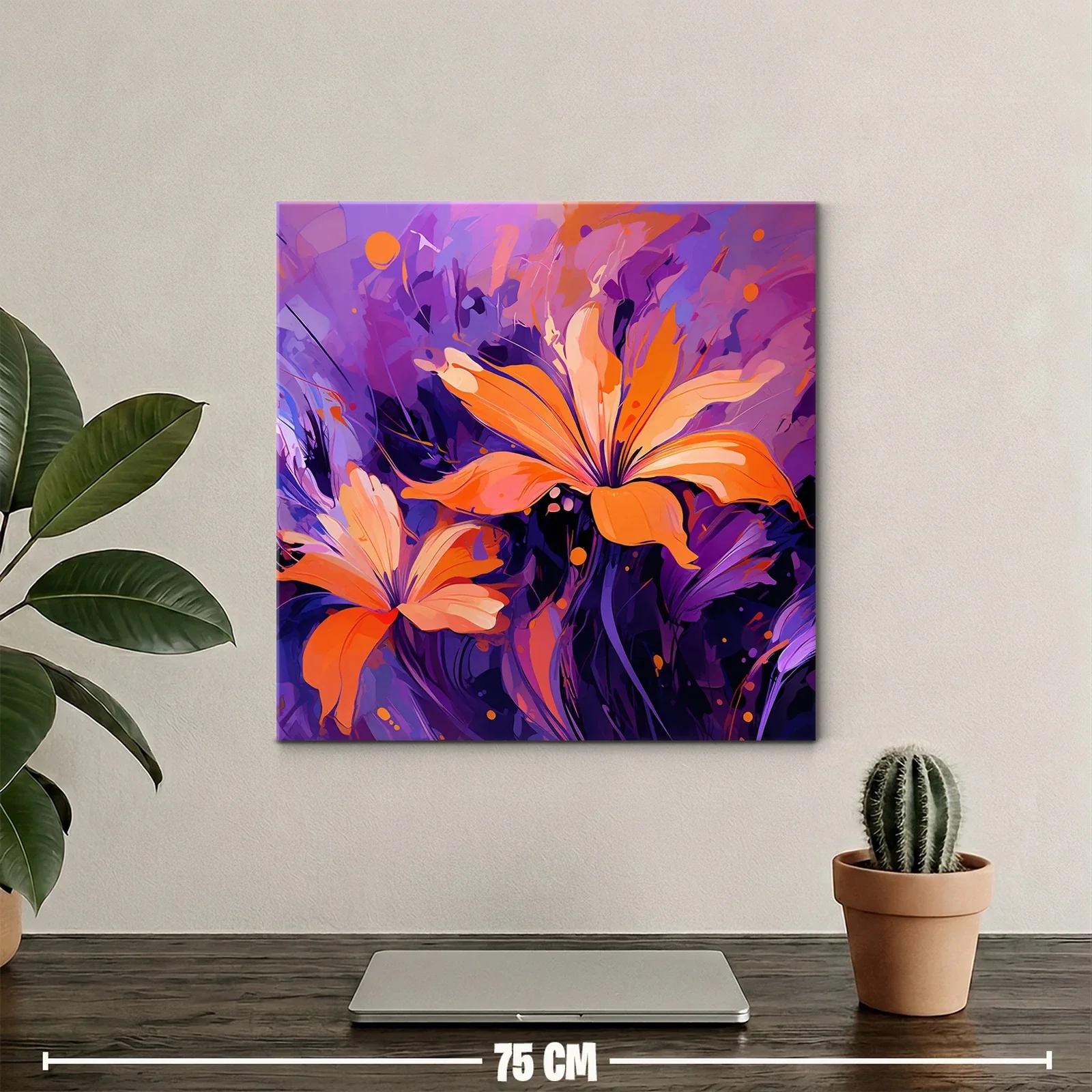 Flores vibrantes en tonos naranjas y púrpuras intensos — miniatura 2