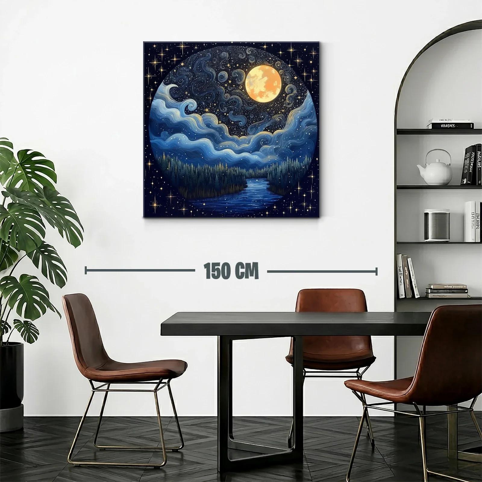 Paisaje nocturno con luna llena y cielo estrellado — miniatura 2