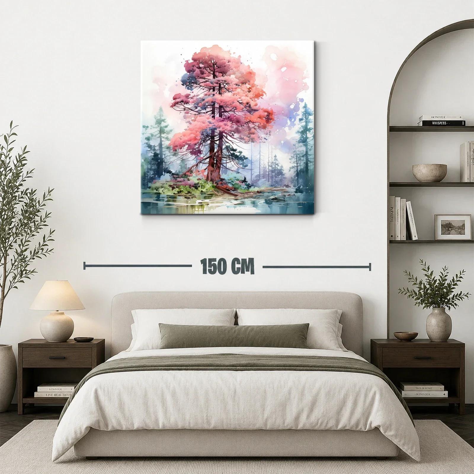 Árbol en tonos rosa y azul en paisaje sereno — miniatura 3