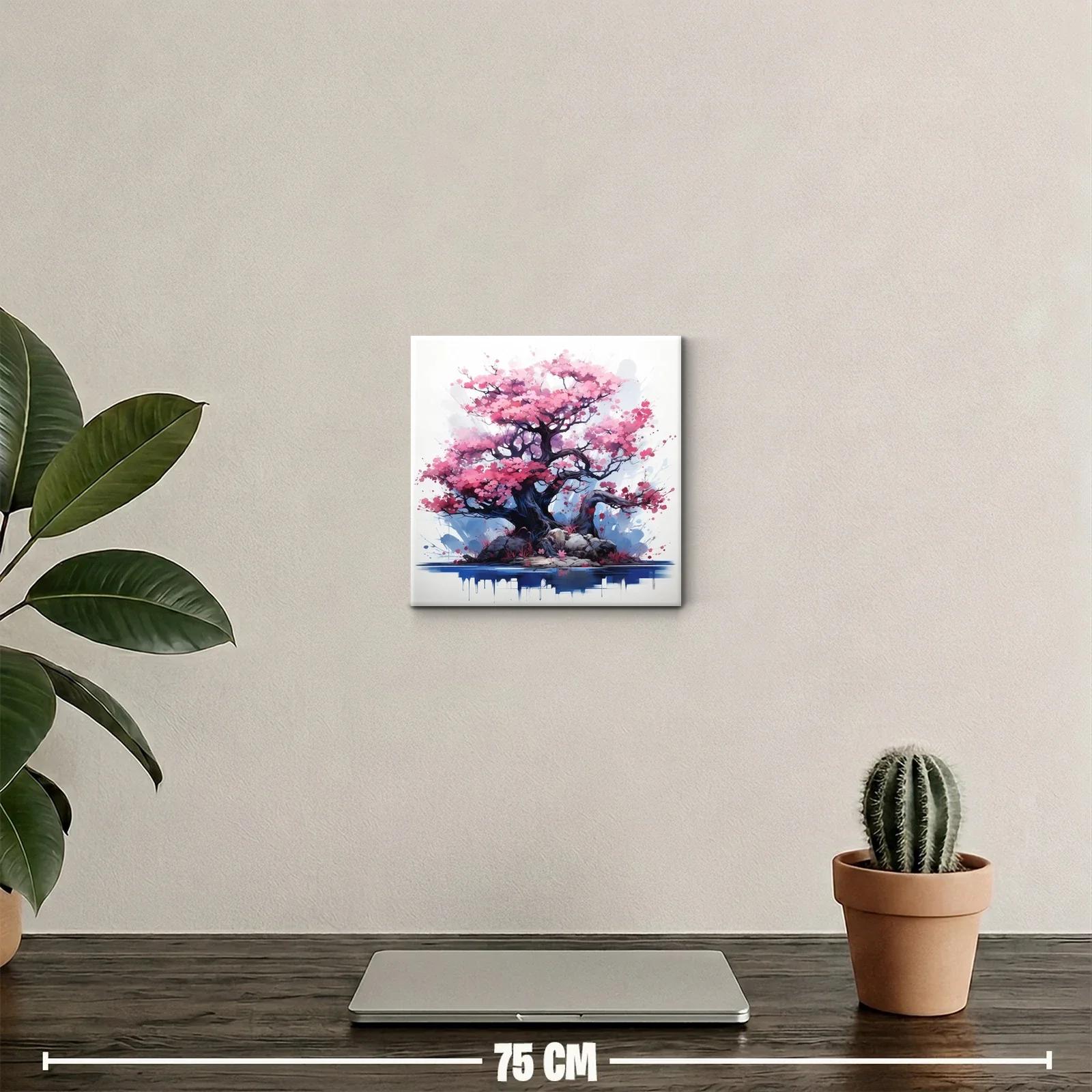 Árbol con flores rosas en paisaje delicado y armonioso — miniatura 2