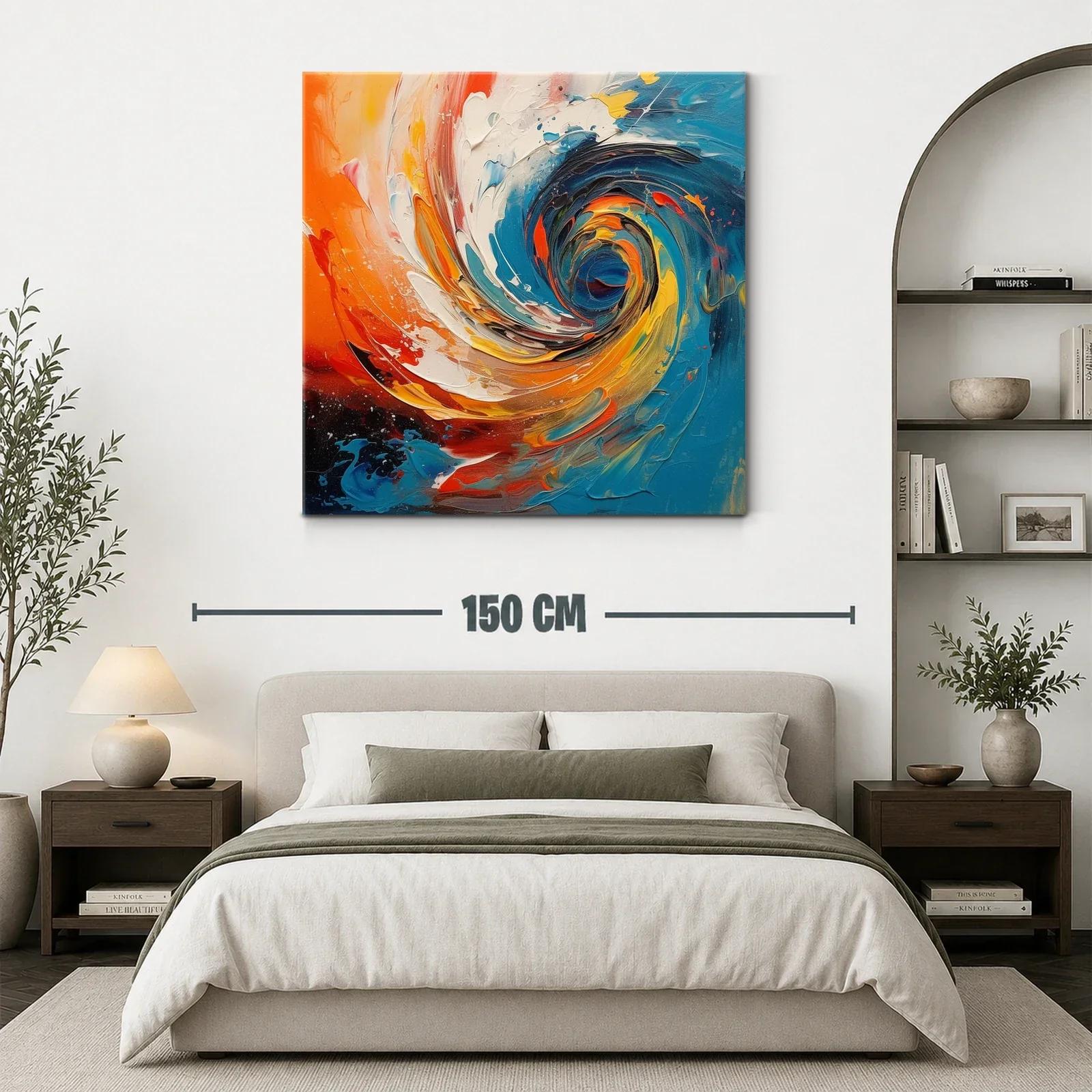 Cuadro abstracto con remolino en tonos vibrantes — miniatura 3