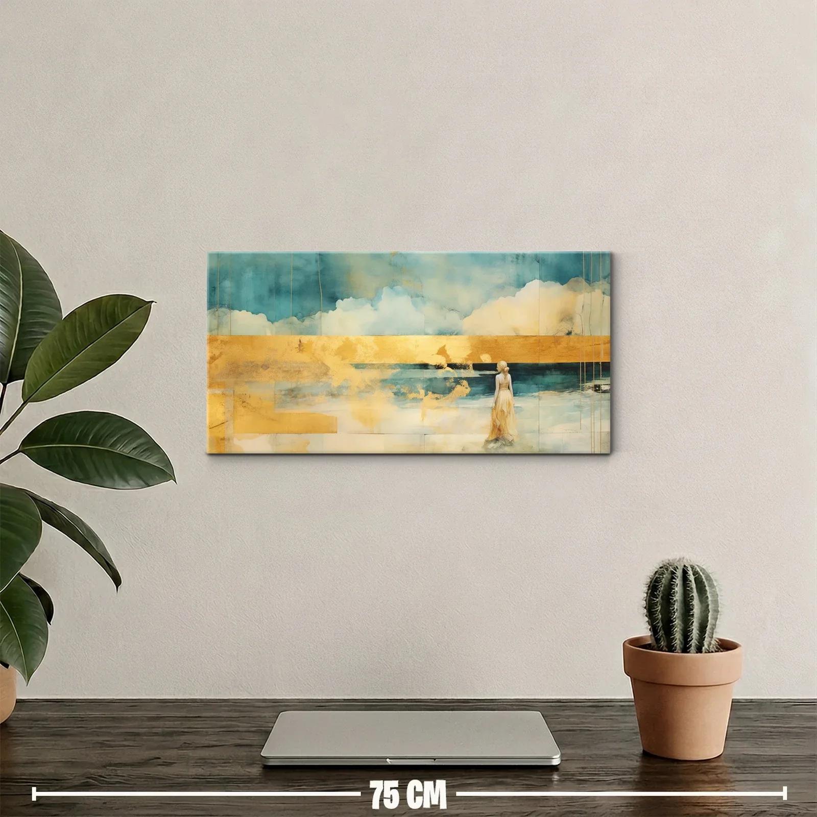 Cuadro mujer con vestido largo junto al mar — miniatura 2