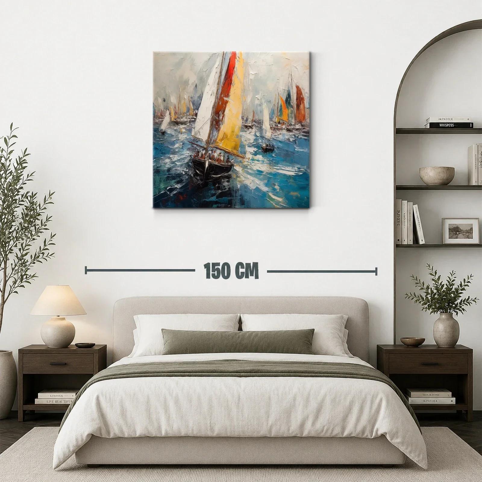Regata de veleros en vibrantes aguas azules — miniatura 3