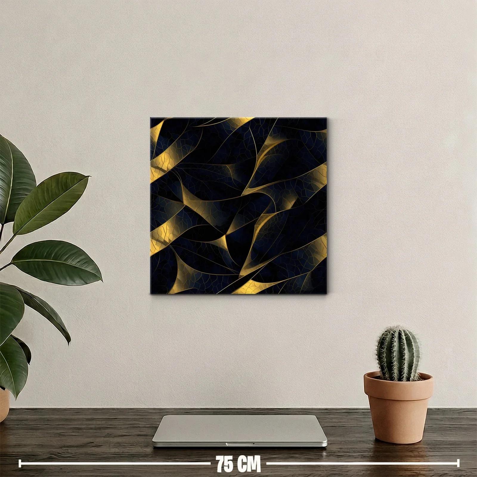 Composición abstracta con hojas en tonos oscuros y dorados — miniatura 2