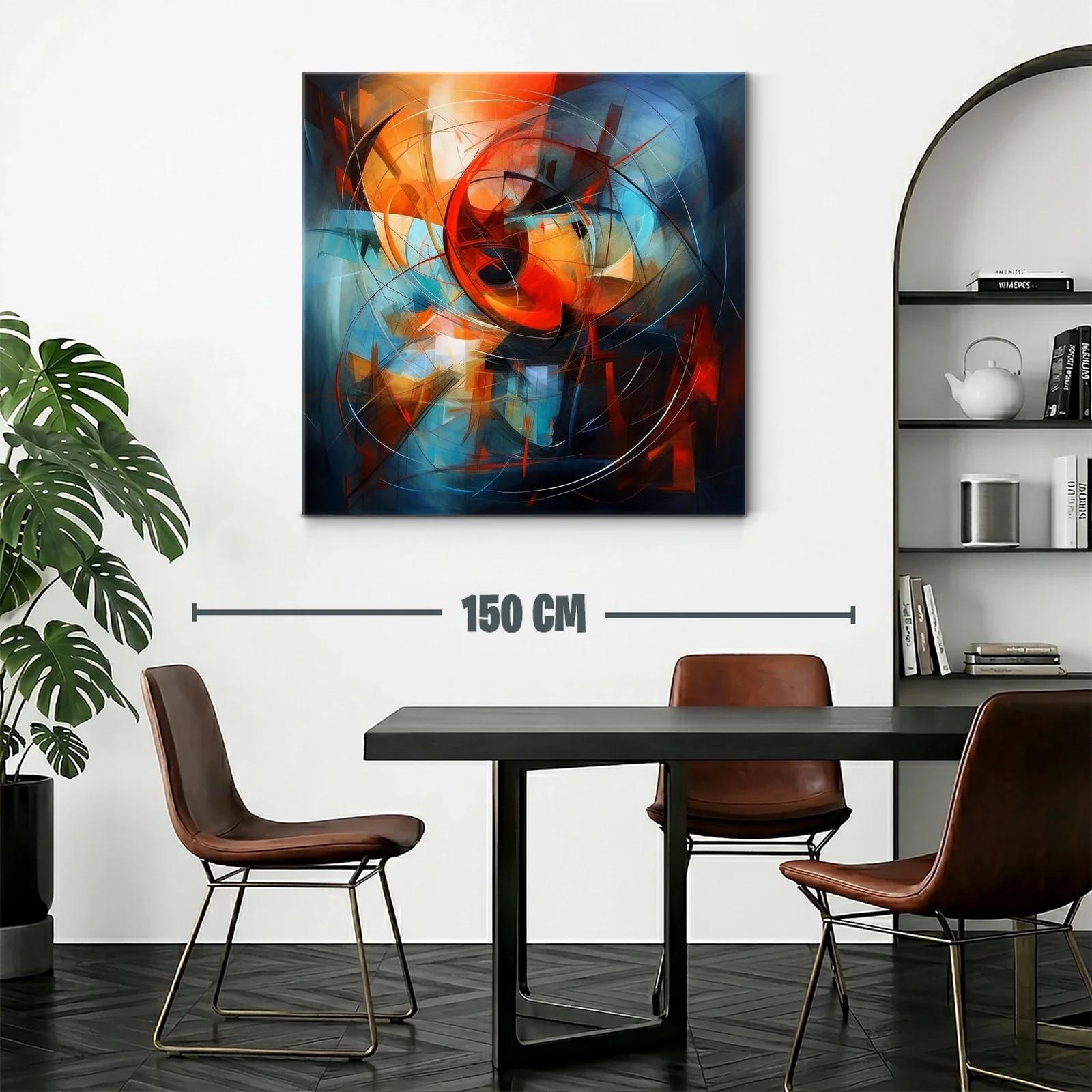 Cuadro abstracto con vibrantes tonos cálidos y fríos — miniatura 2
