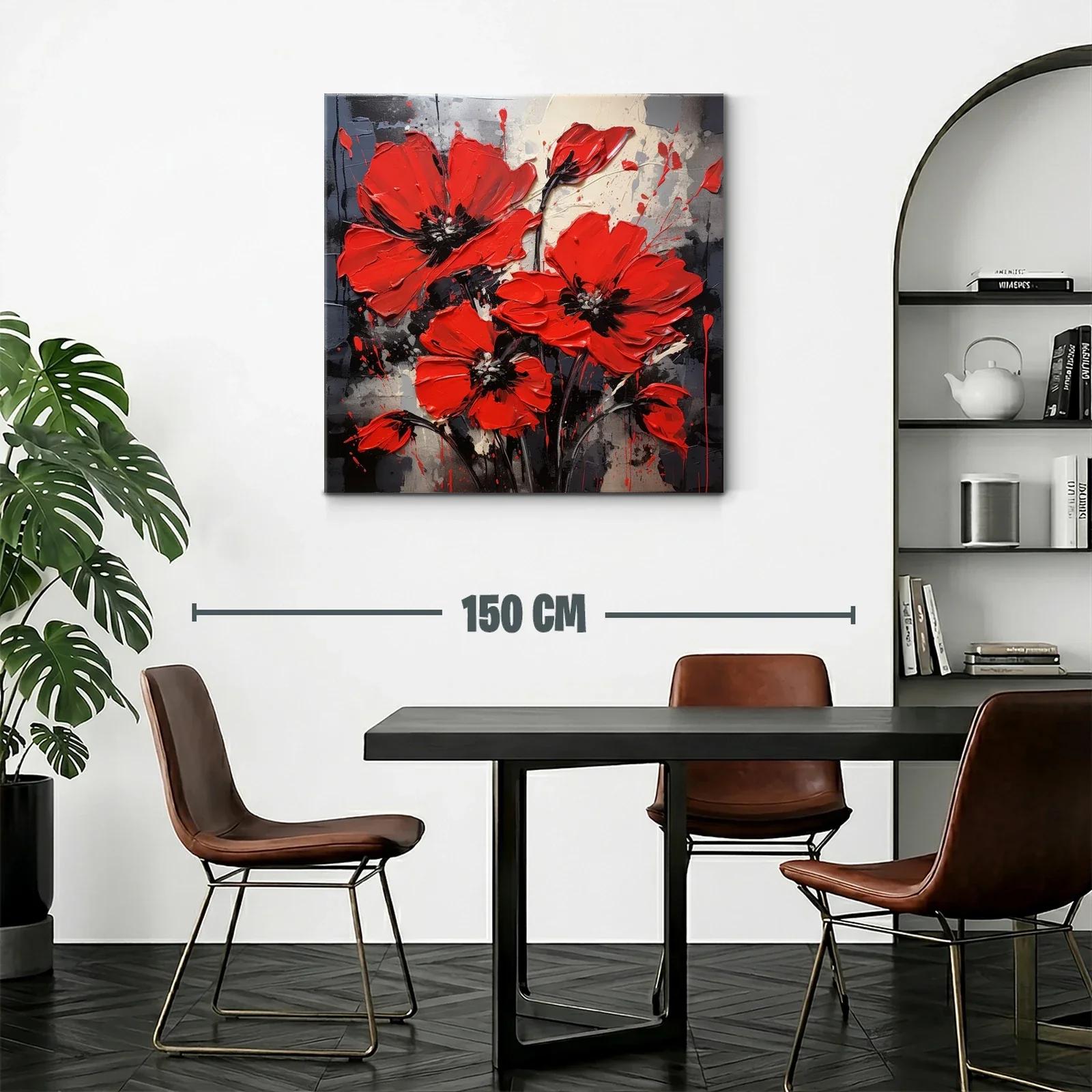 Impactante cuadro floral con vibrantes amapolas rojas — miniatura 2