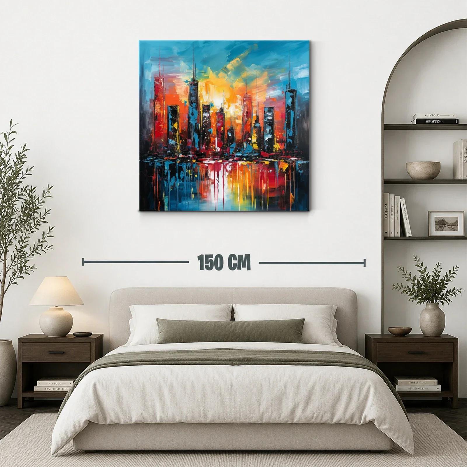 Atardecer vibrante sobre skyline urbano moderno — miniatura 3