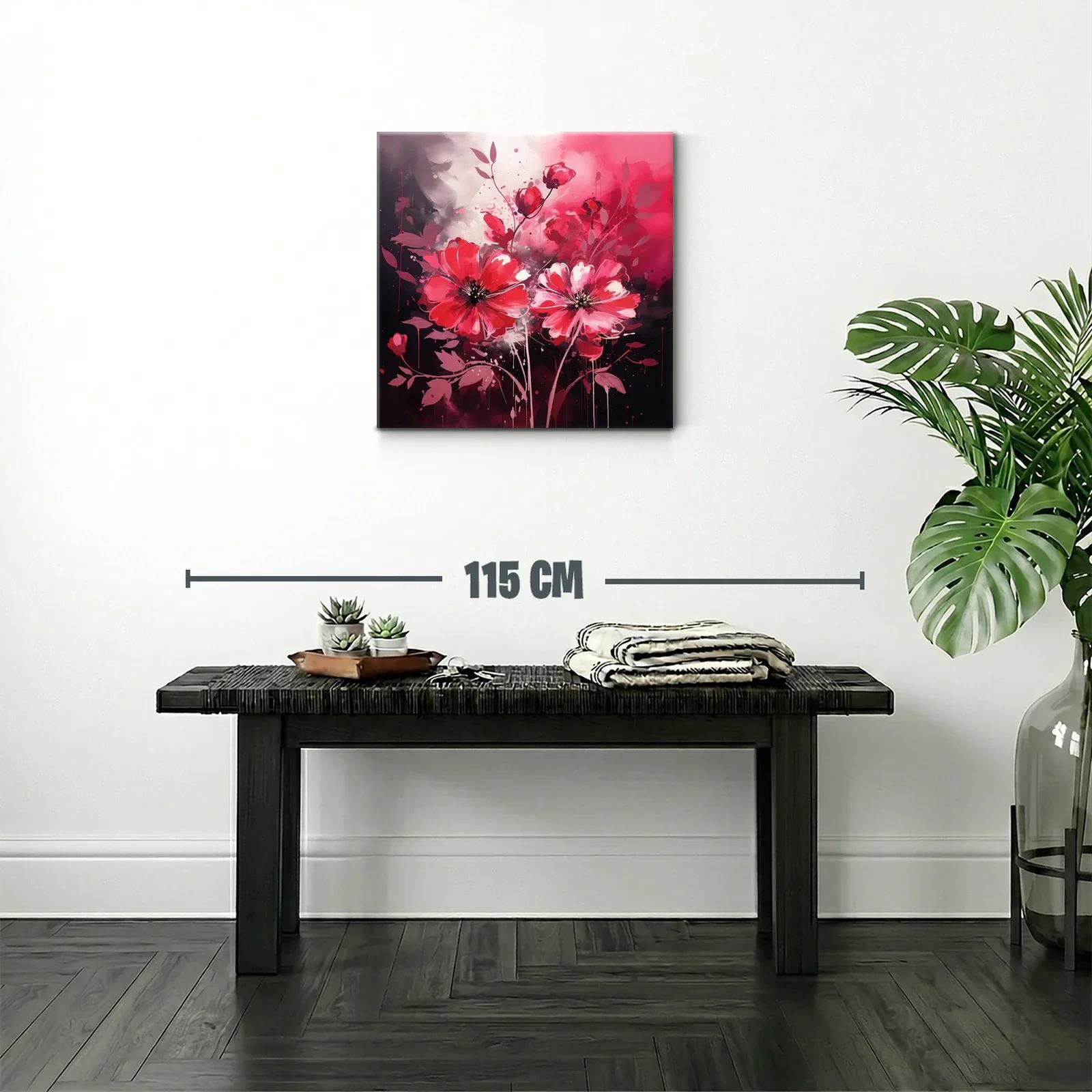 Flores vibrantes en tonos rojos y rosas con fondo oscuro — miniatura 2