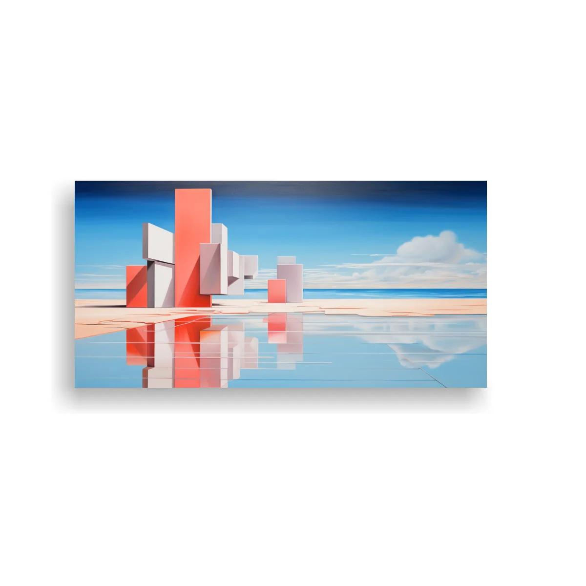 Cuadro skyline abstracto con reflejos espejados