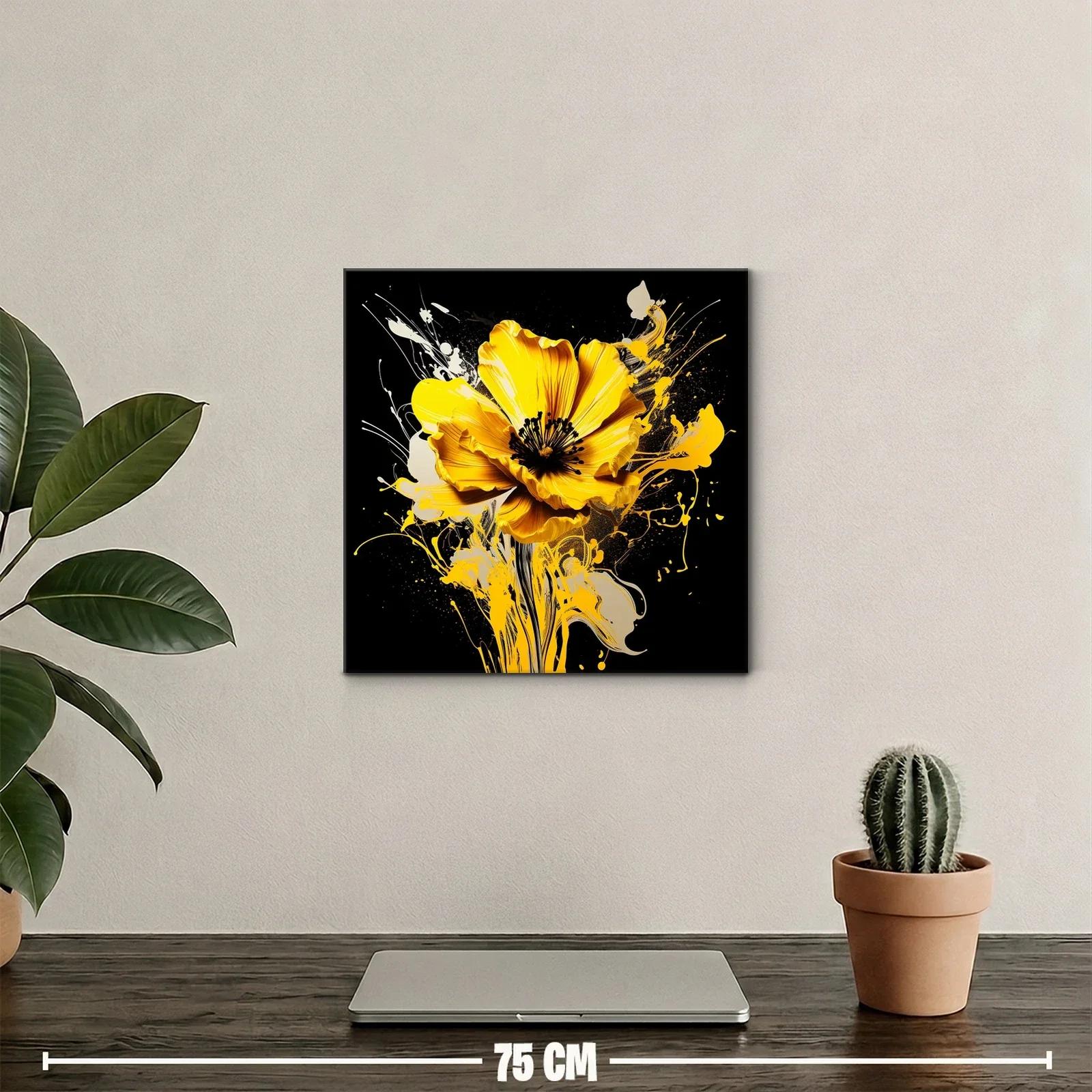 Impactante flor amarilla sobre fondo negro — miniatura 2