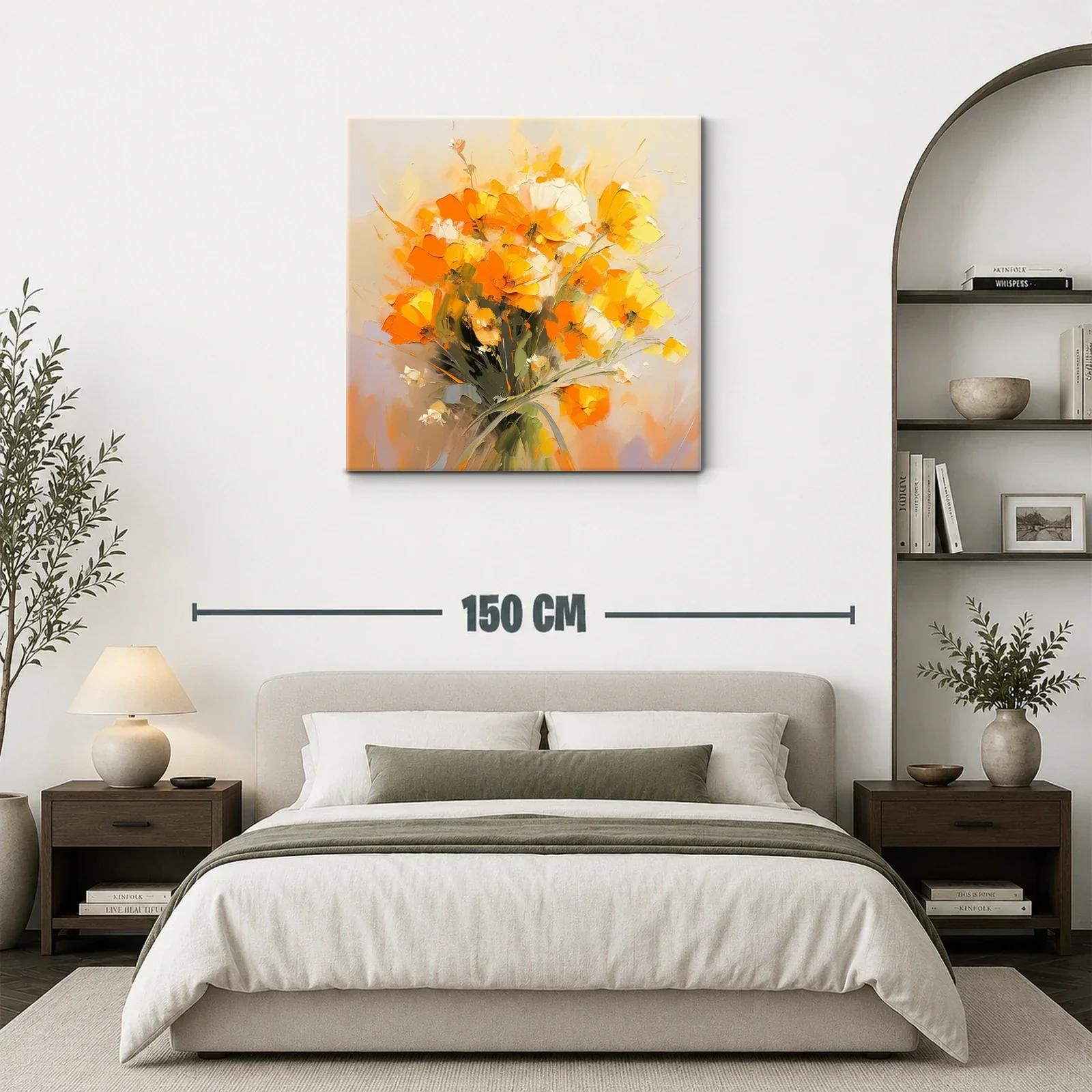 Cuadro floral vibrante en tonos naranja y amarillo — miniatura 3