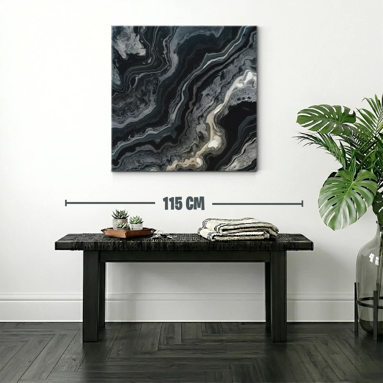 Cuadro abstracto en tonos grises y negros con toques beige — miniatura 2