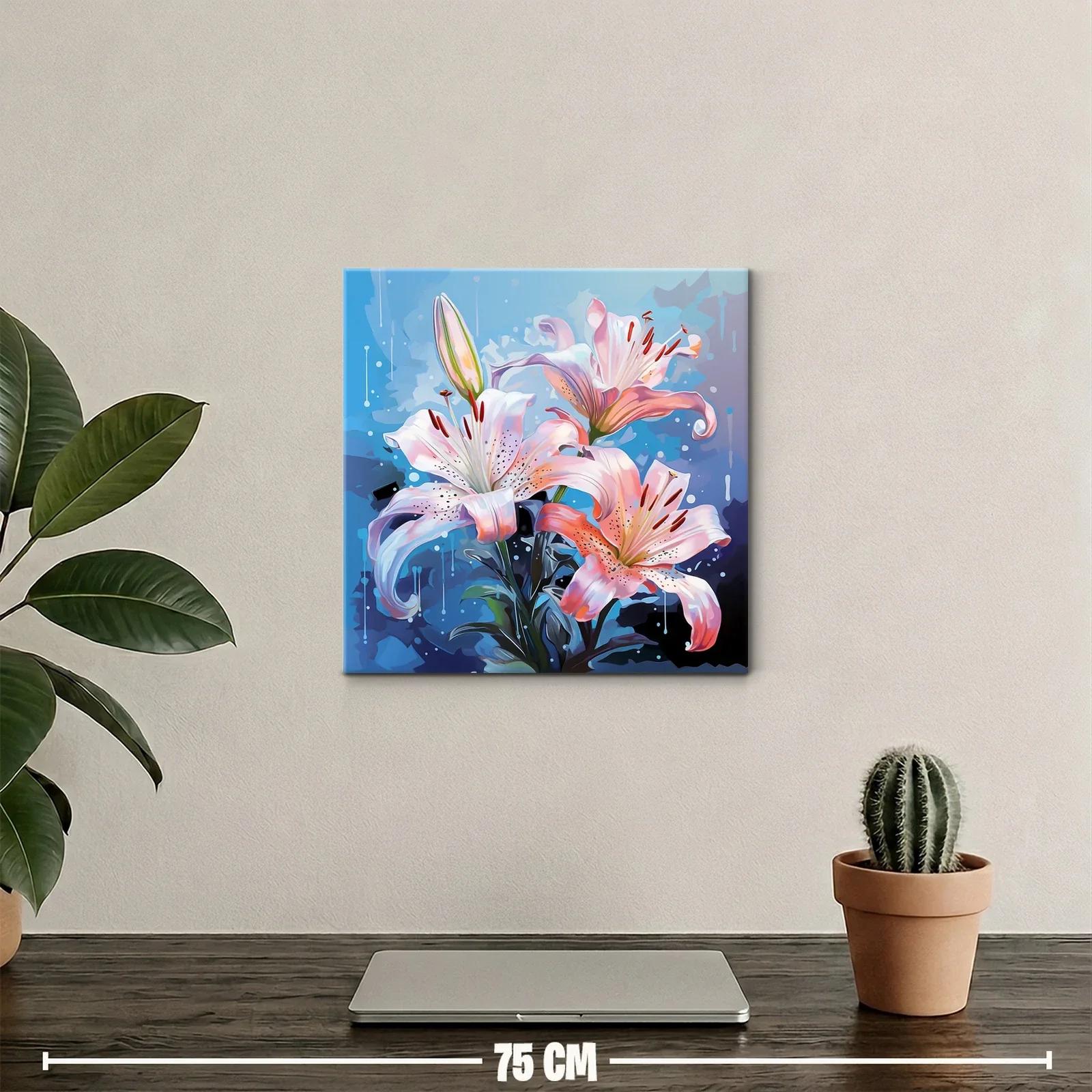 Lirios vibrantes sobre fondo azul intenso y moderno — miniatura 2