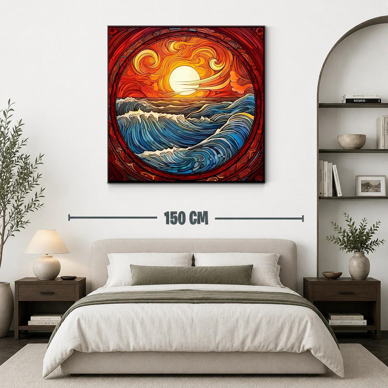 Paisaje vibrante de mar y sol en tonos cálidos y azules — miniatura 3
