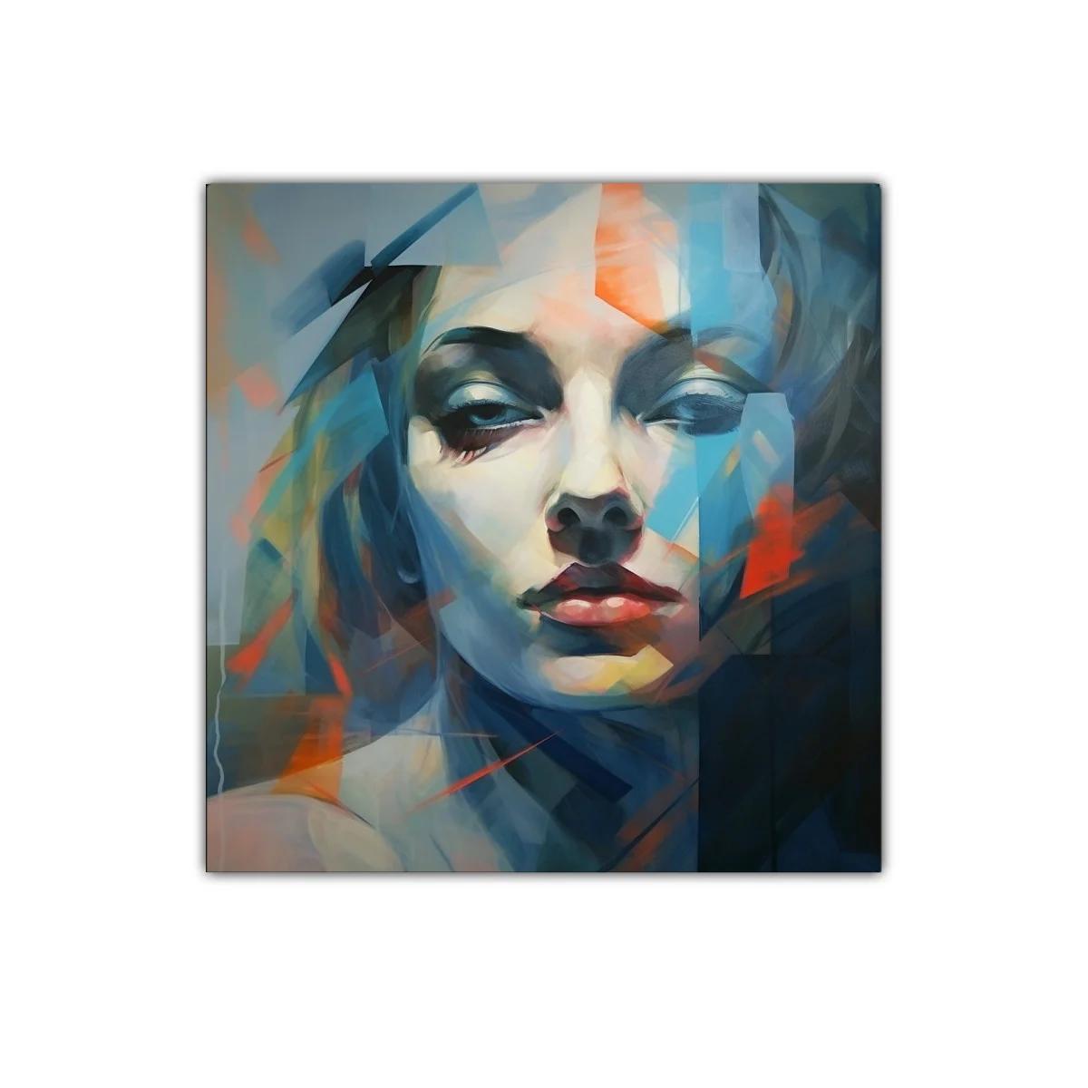 Retrato abstracto de mujer con tonos fríos y cálidos — imagen principal