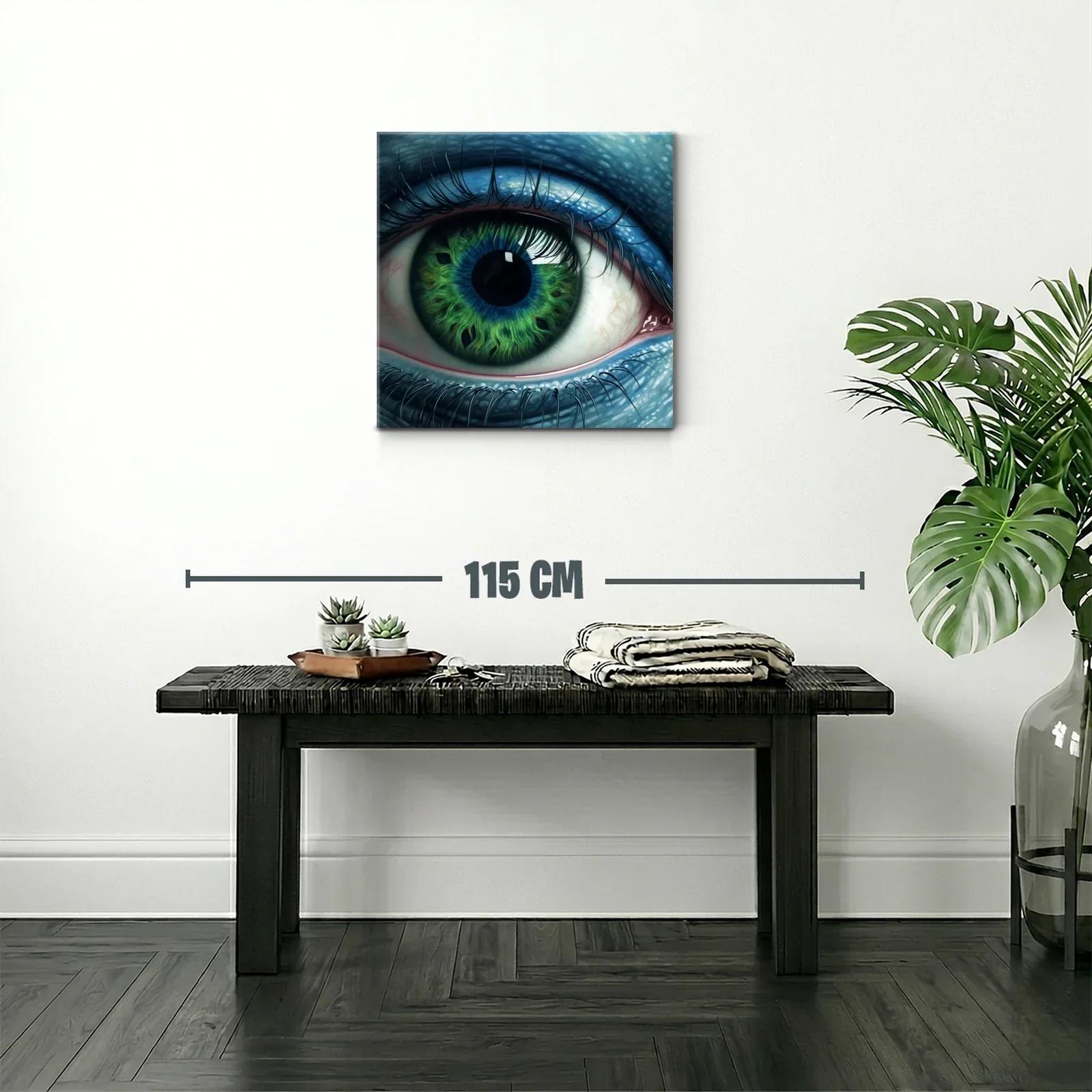 Impactante cuadro con ojo verde y azul en detalle extremo — miniatura 2