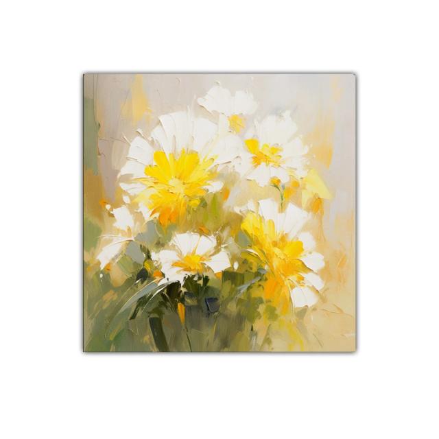 Cuadro Floral en Tonos Amarillos y Blancos para Decoración