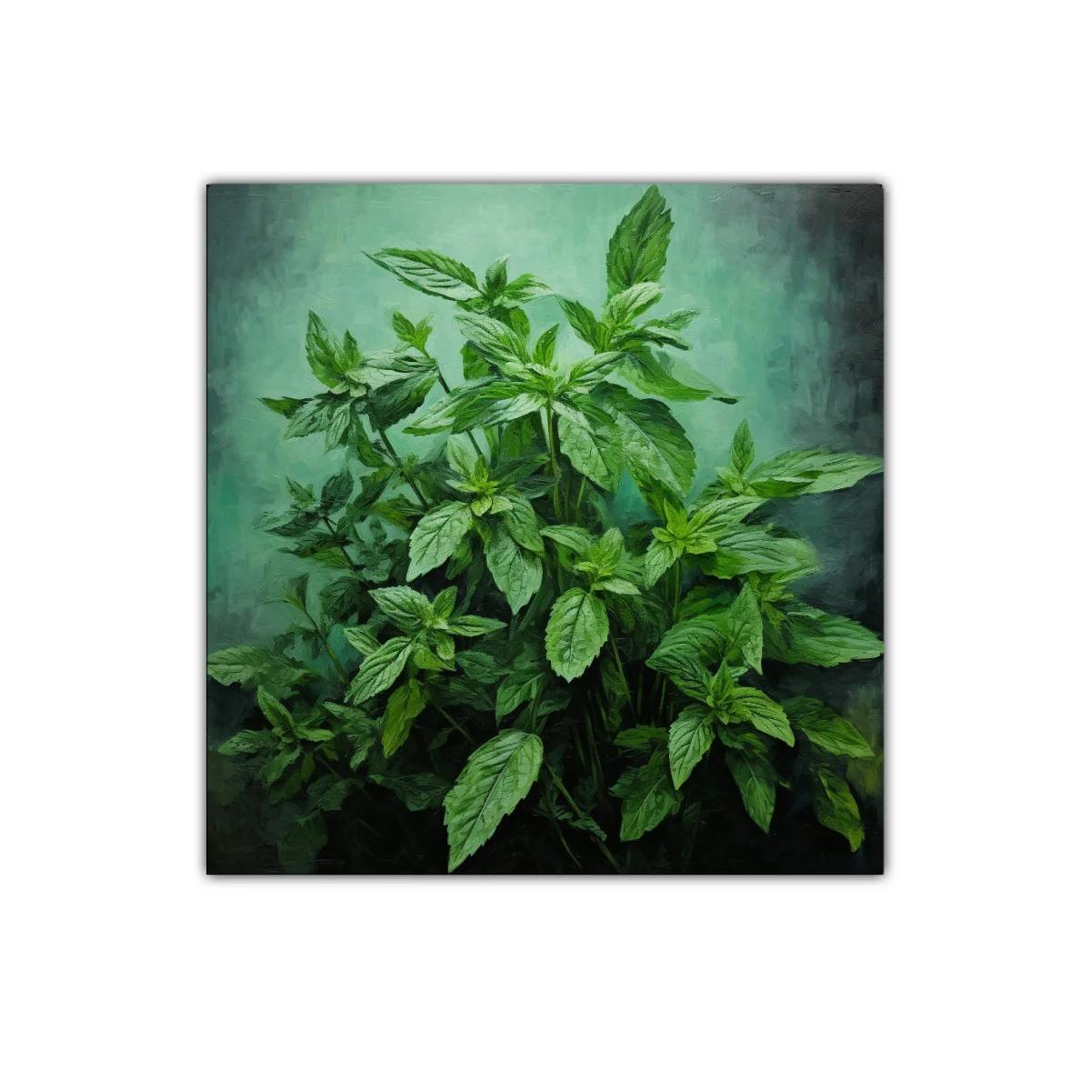 Cuadro decorativo con hojas verdes vibrantes y naturaleza fresca