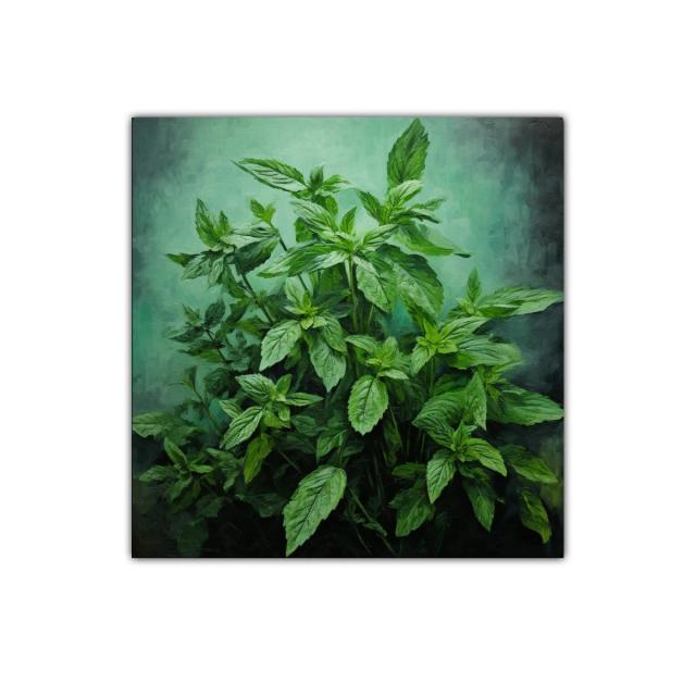 Cuadro decorativo con hojas verdes vibrantes y naturaleza fresca