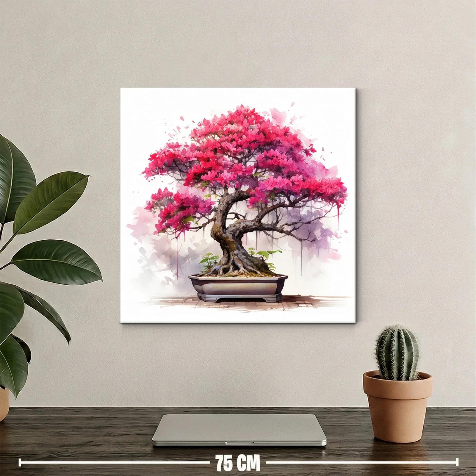 Cuadro con árbol bonsái en vibrantes tonos rosas y morados — miniatura 2