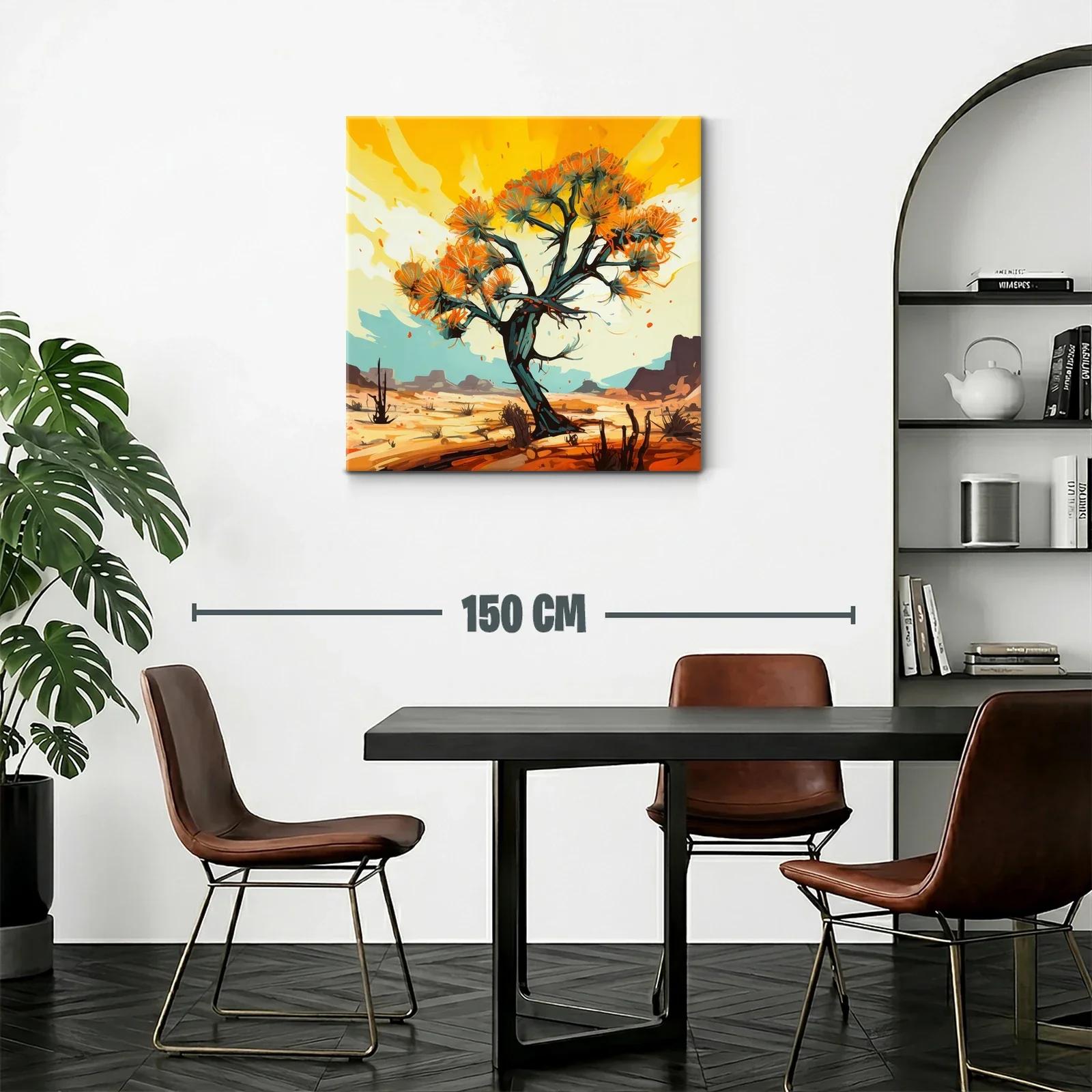 Árbol vibrante en paisaje desértico con tonos cálidos — miniatura 2