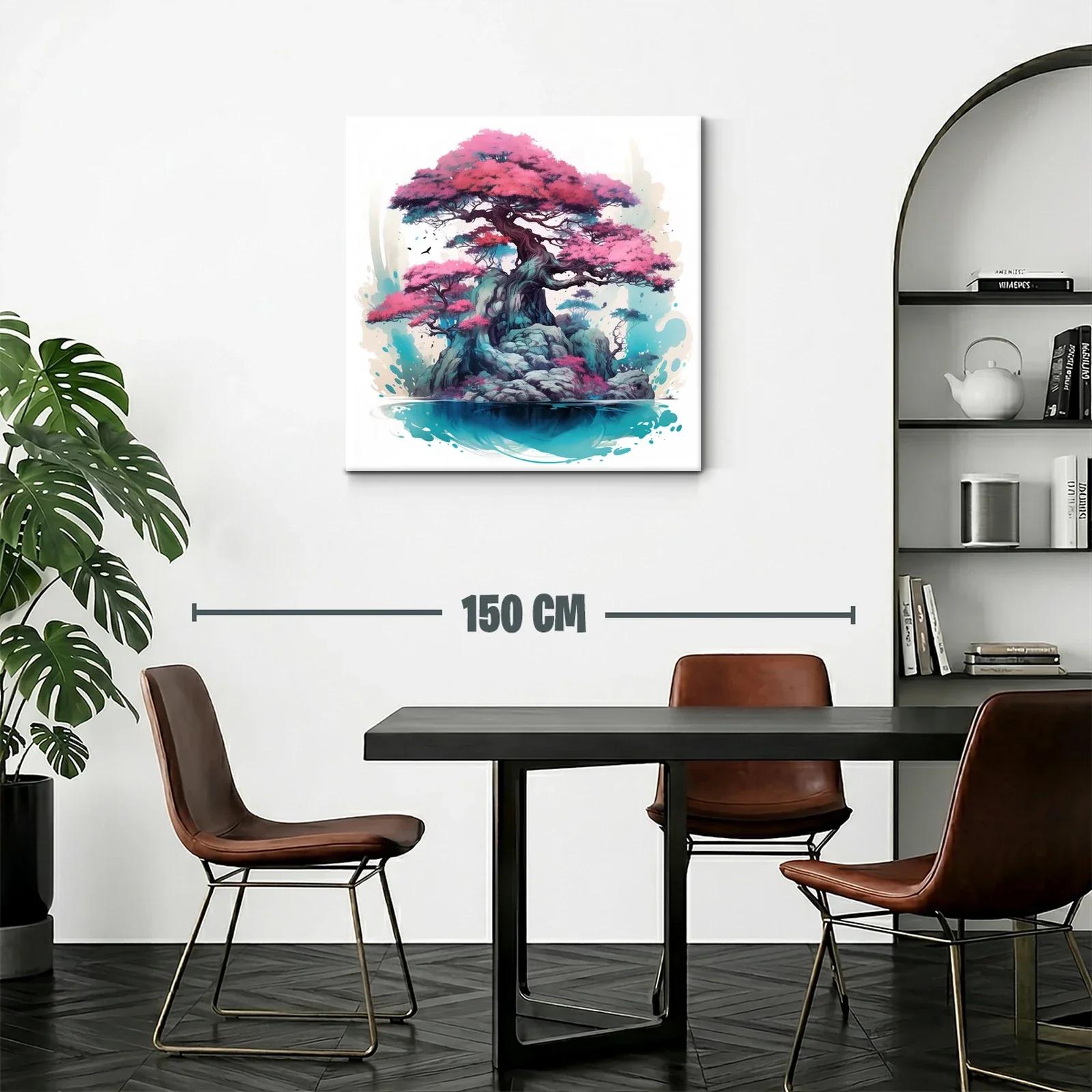 Árbol de Bonsái en Isla con Tonos Rosados y Azules — miniatura 2