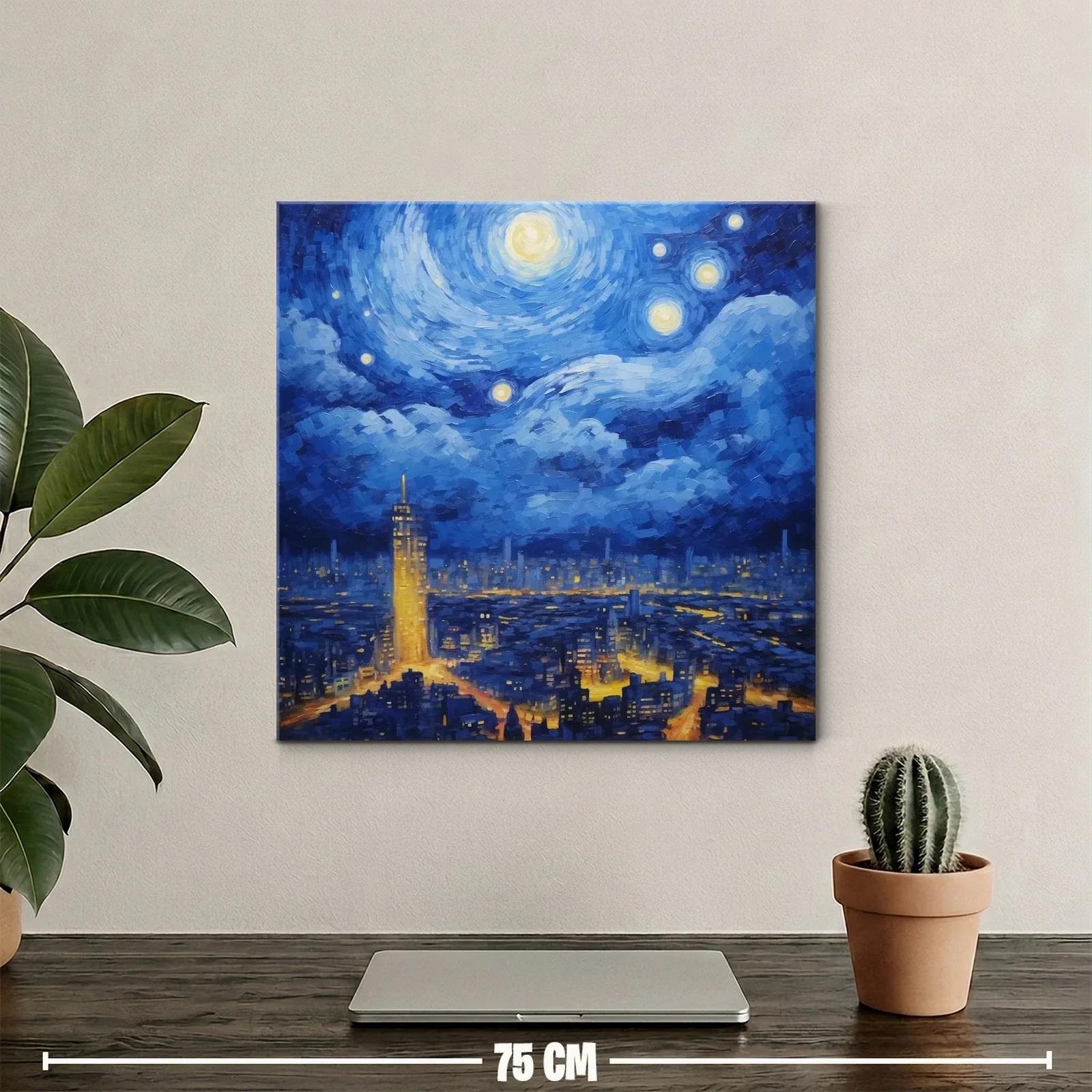 Paisaje nocturno urbano con cielo estrellado vibrante — miniatura 2