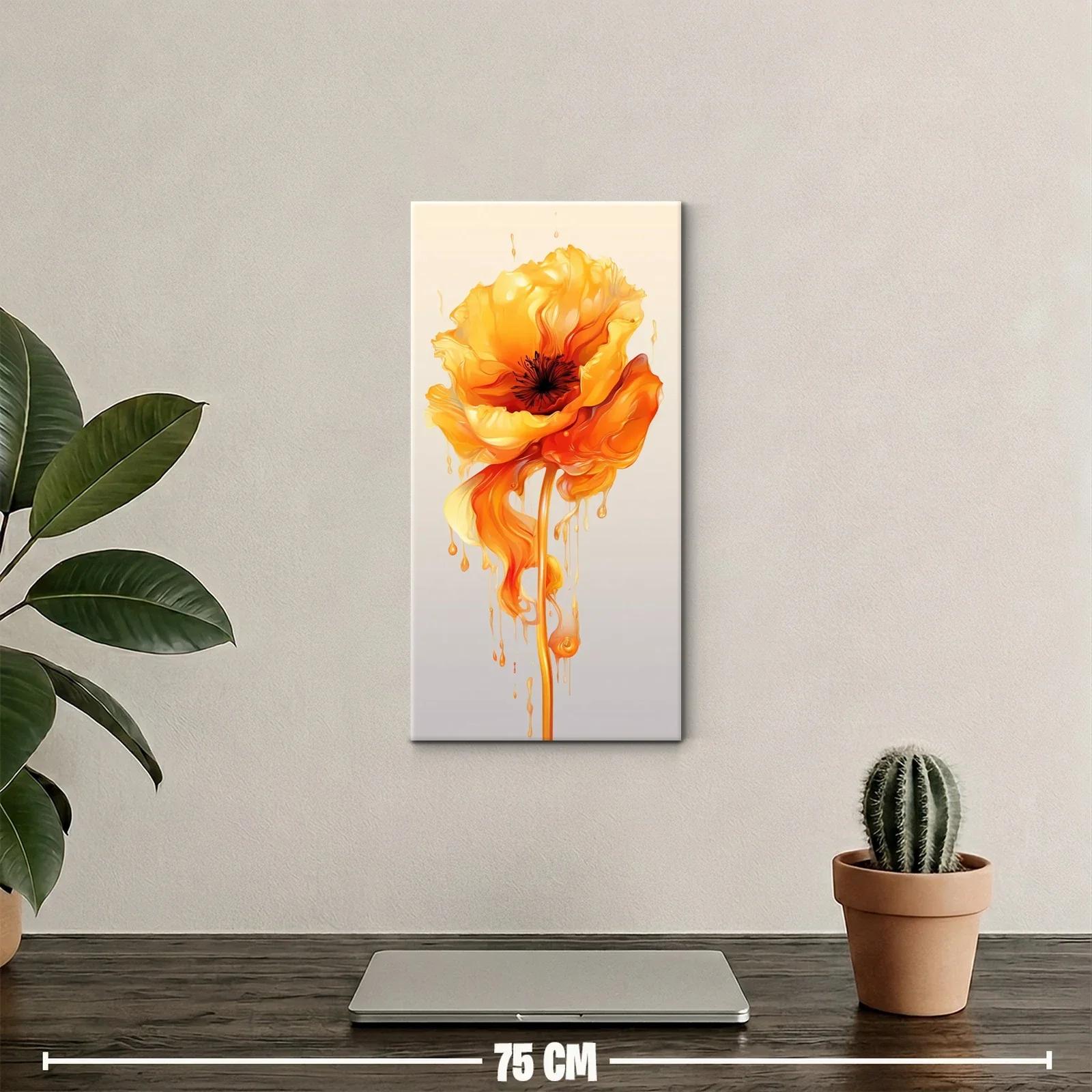 Cuadro amapola naranja con pétalos goteantes — miniatura 2