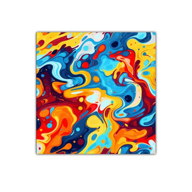 Cuadro abstracto vibrante de colores intensos y fluidos