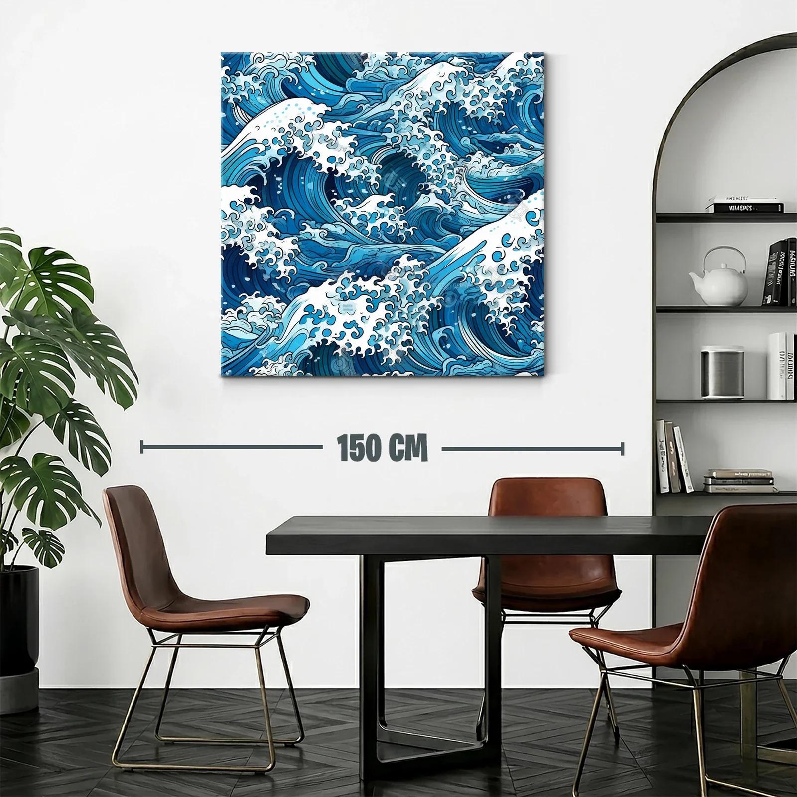 Cuadro vibrante con olas marinas en tonos azules — miniatura 2