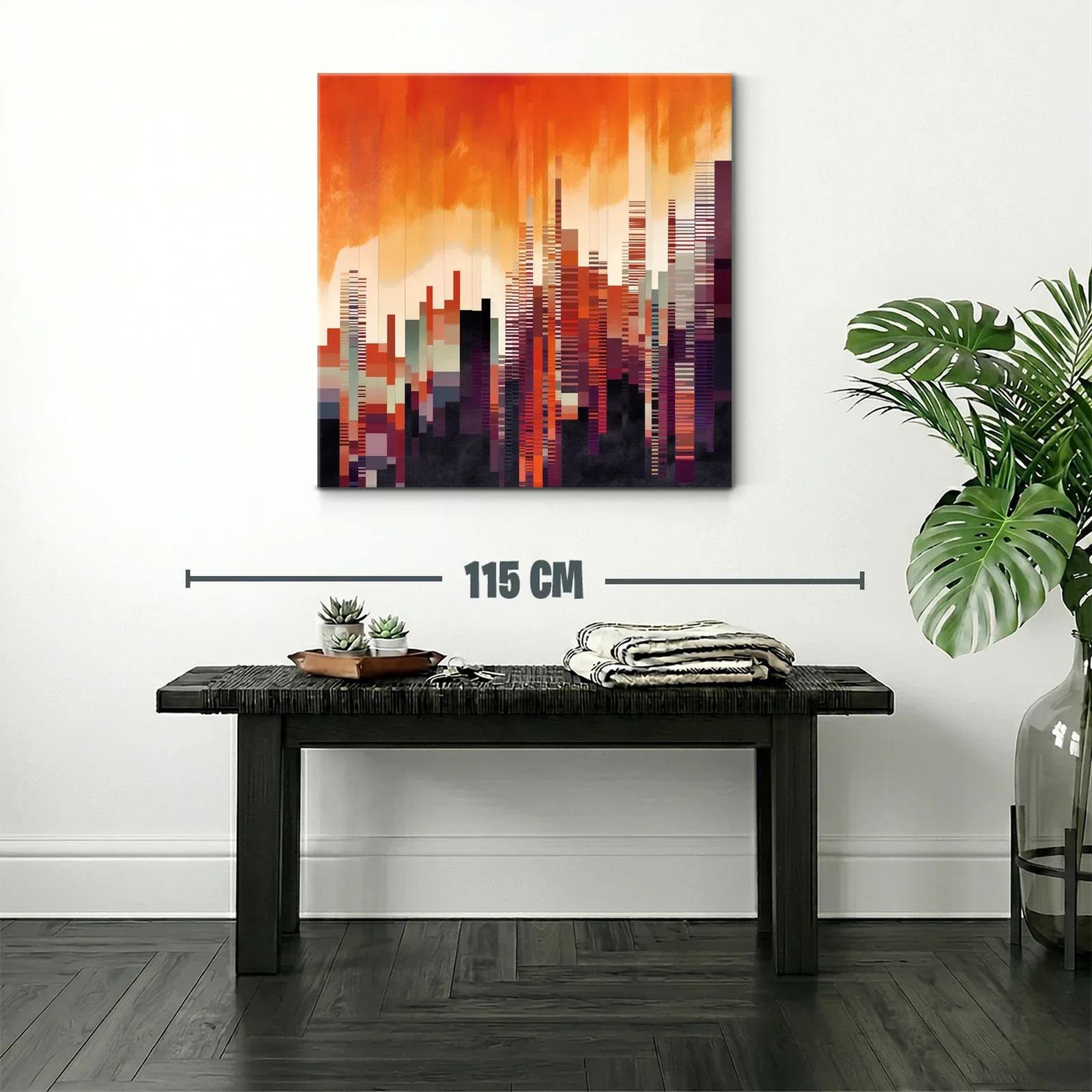 Ciudad abstracta al atardecer vibrante y geométrica — miniatura 2