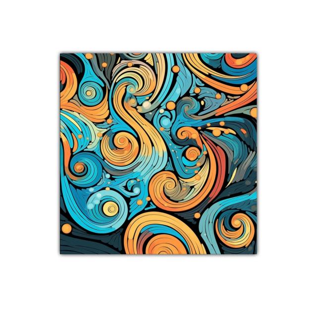 Cuadro decorativo con espirales en tonos cálidos y azules