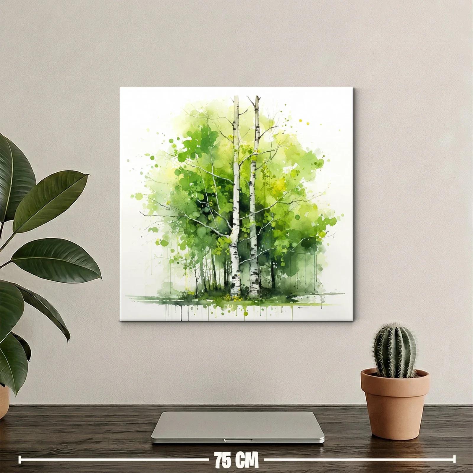 Bosque de abedules en tonos verdes y amarillos — miniatura 2