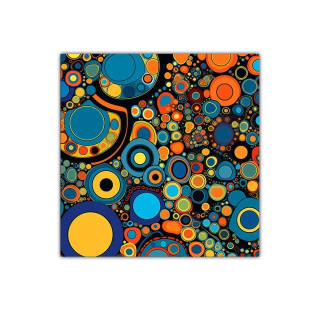 Cuadro abstracto con círculos de colores vibrantes