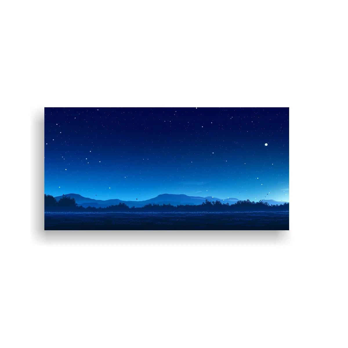Cuadro paisaje nocturno de montañas con cielo estrellado