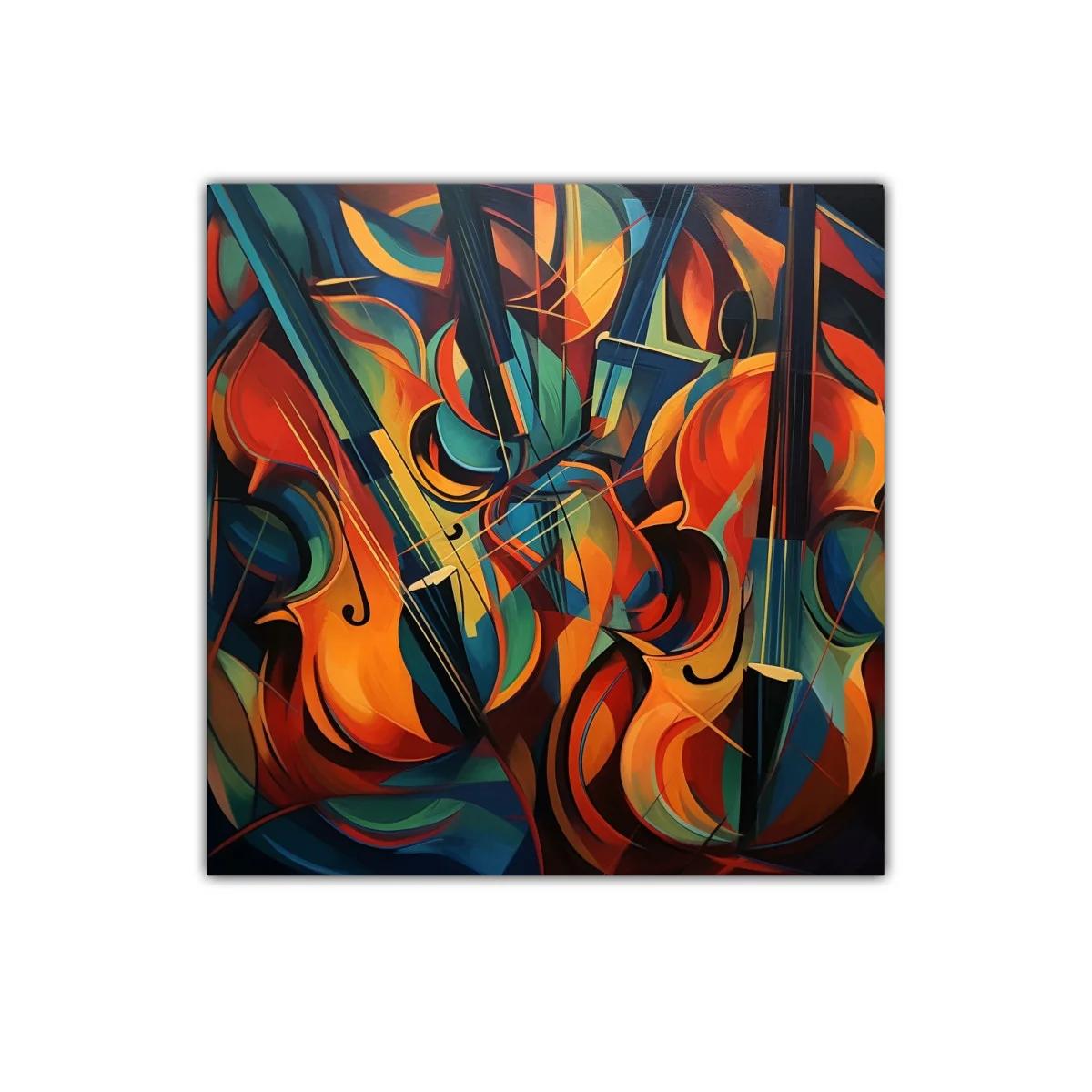 Cuadro de violines abstractos con colores vibrantes — imagen principal