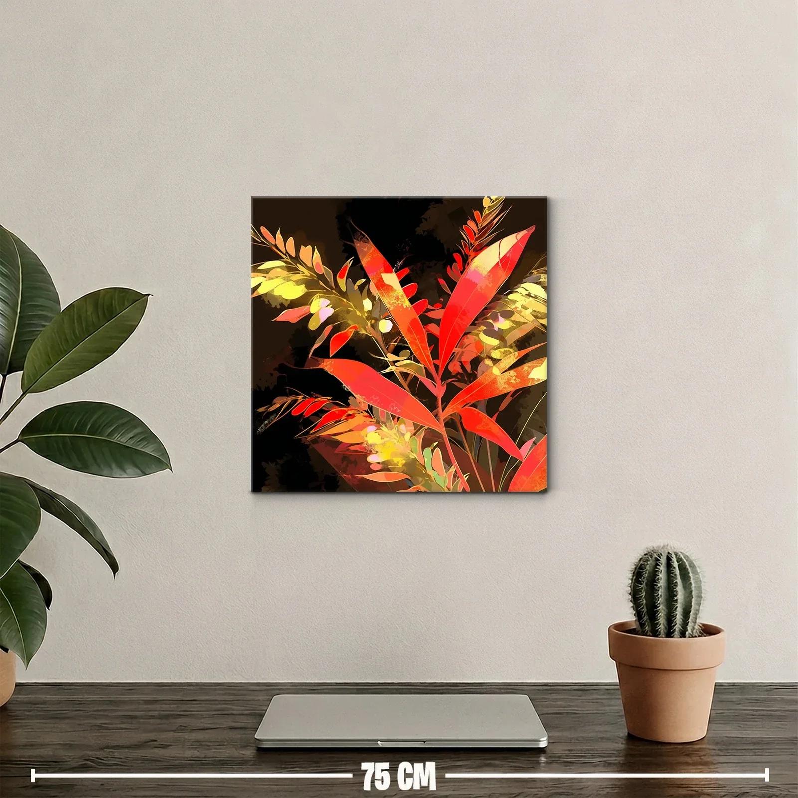 Composición floral vibrante con hojas en tonos rojos y amarillos — miniatura 2