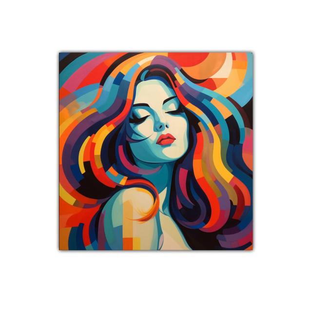 Retrato femenino con dinamismo y colores intensos