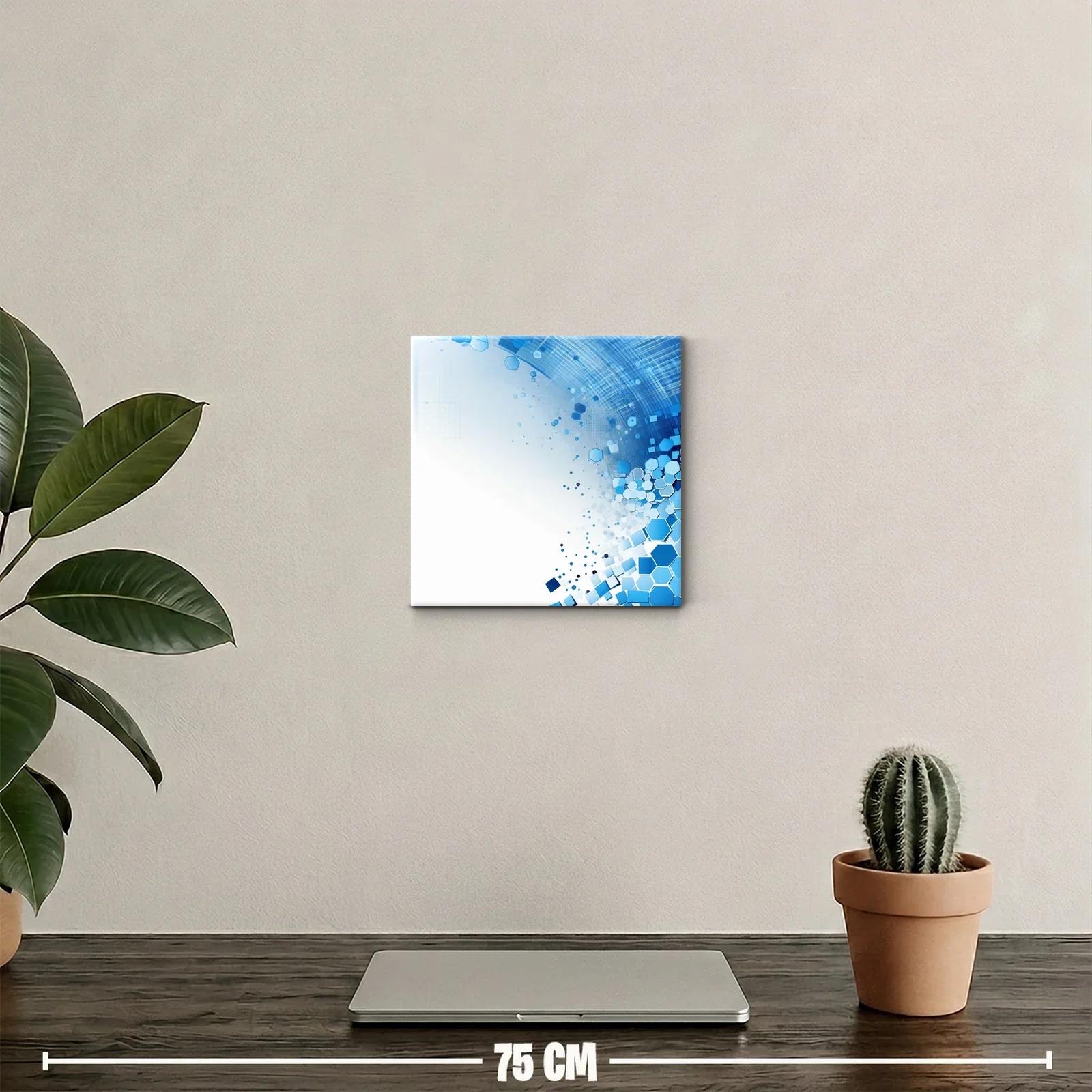 Composición dinámica de hexágonos azules en fondo blanco — miniatura 2