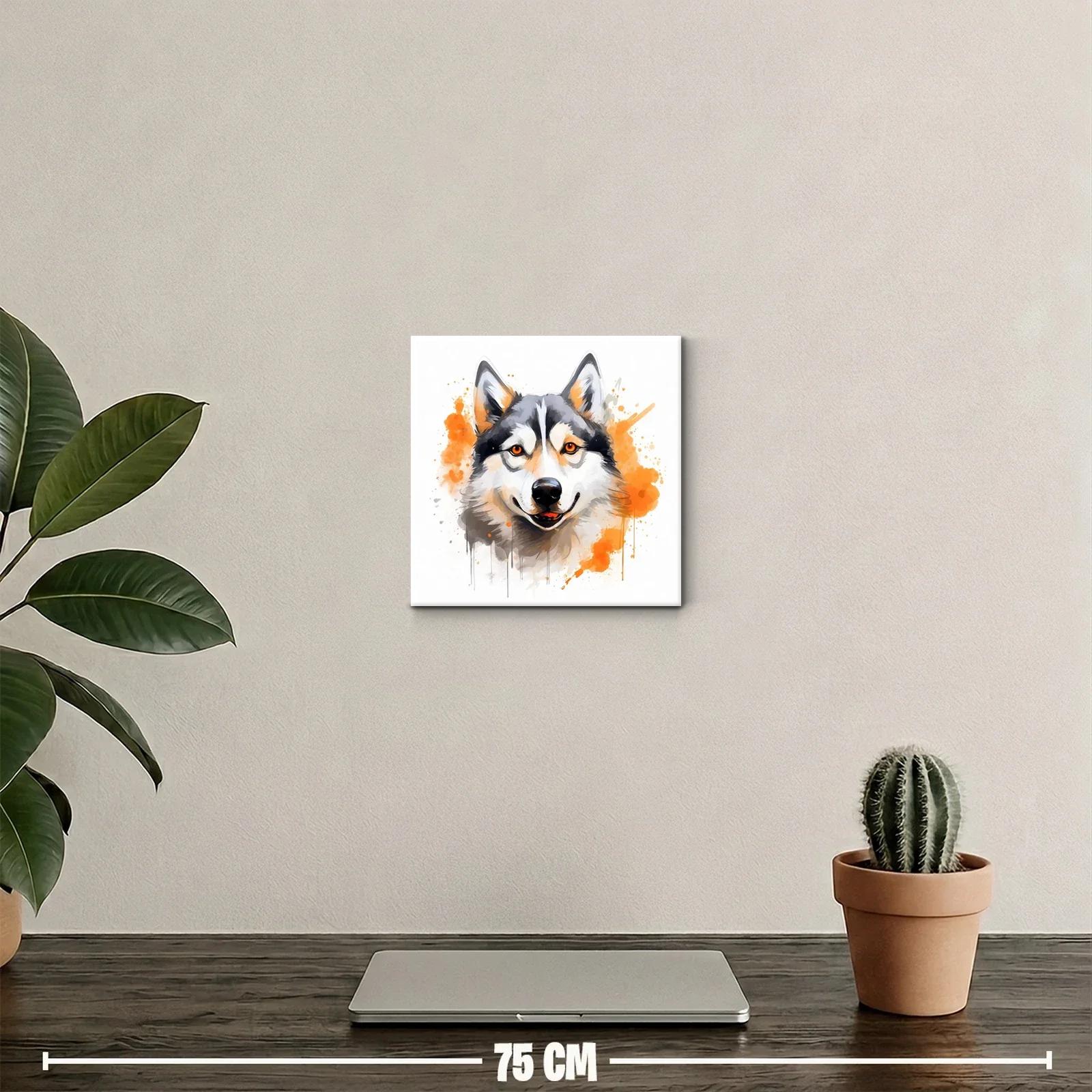 Retrato vibrante de un lobo con toques naranjas — miniatura 2
