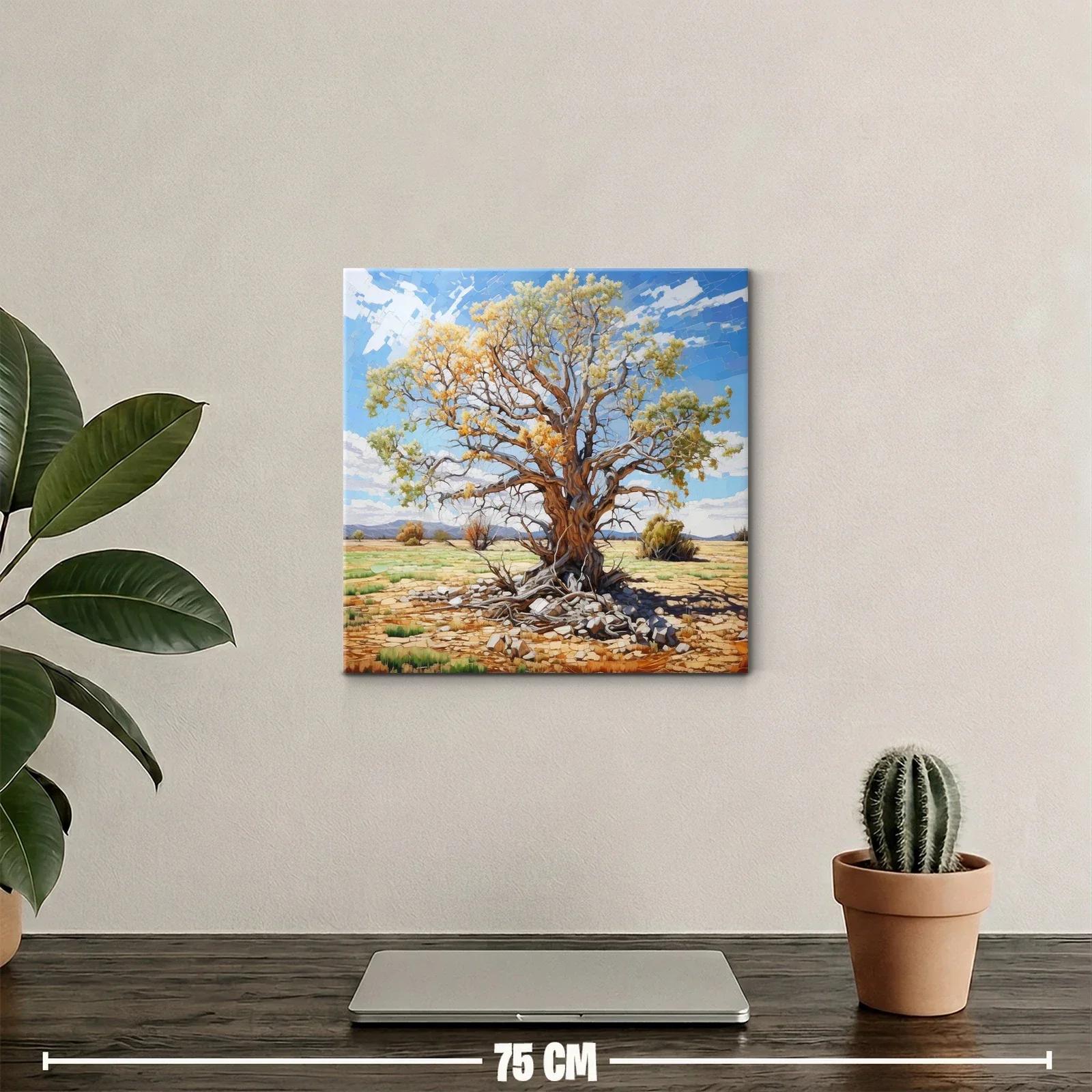 Árbol con hojas doradas en paisaje soleado — miniatura 2