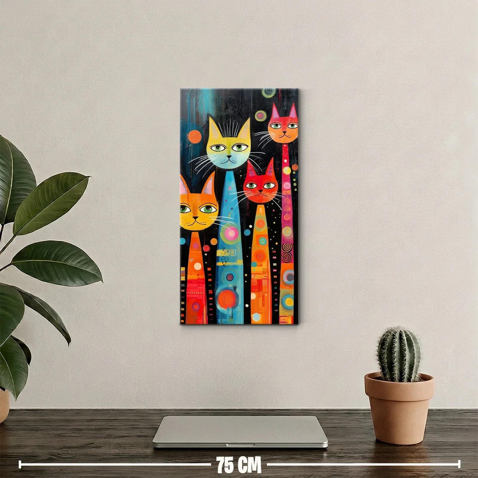 Cuadro gatos de colores con puntos y círculos — miniatura 2