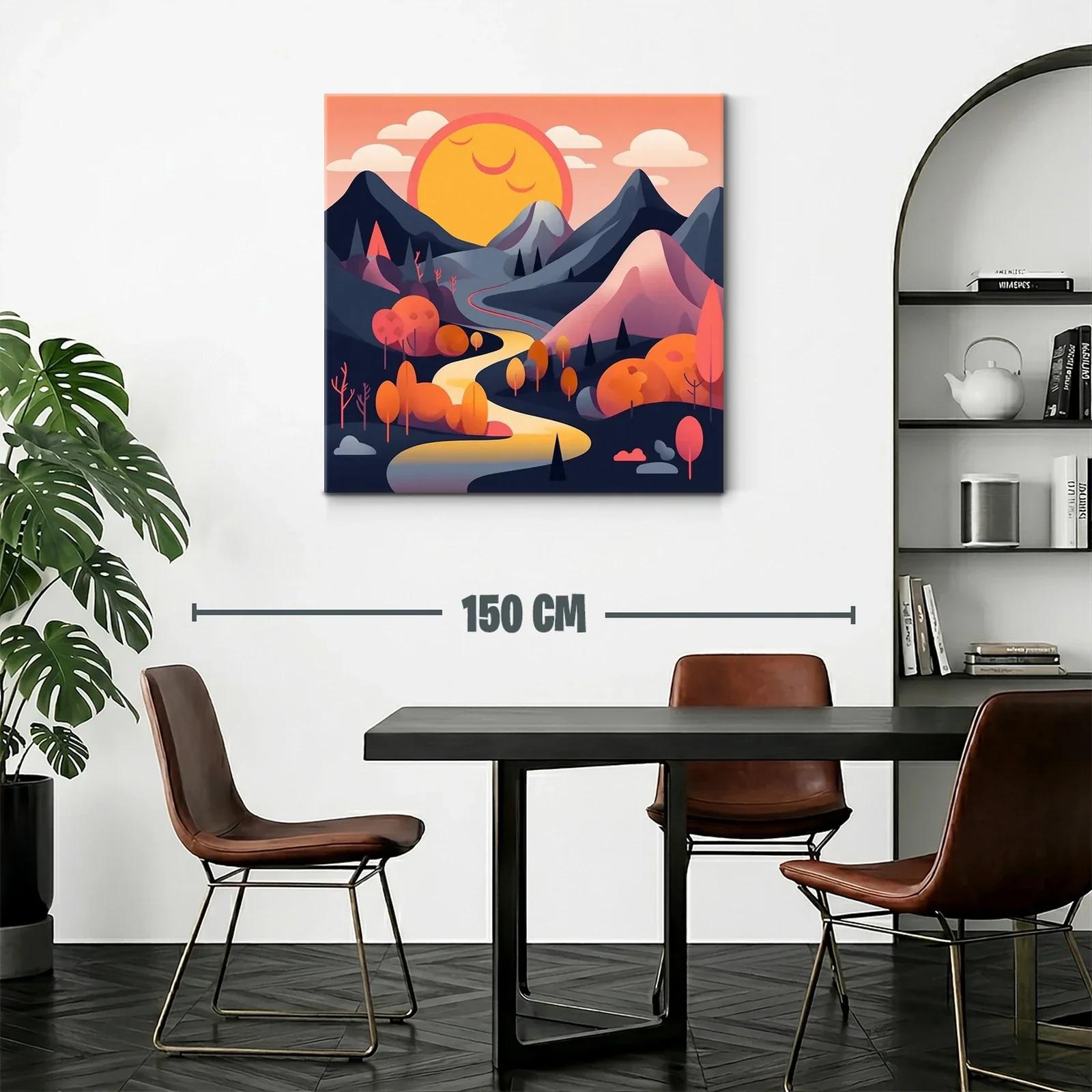 Paisaje sereno con camino y sol radiante al atardecer — miniatura 2