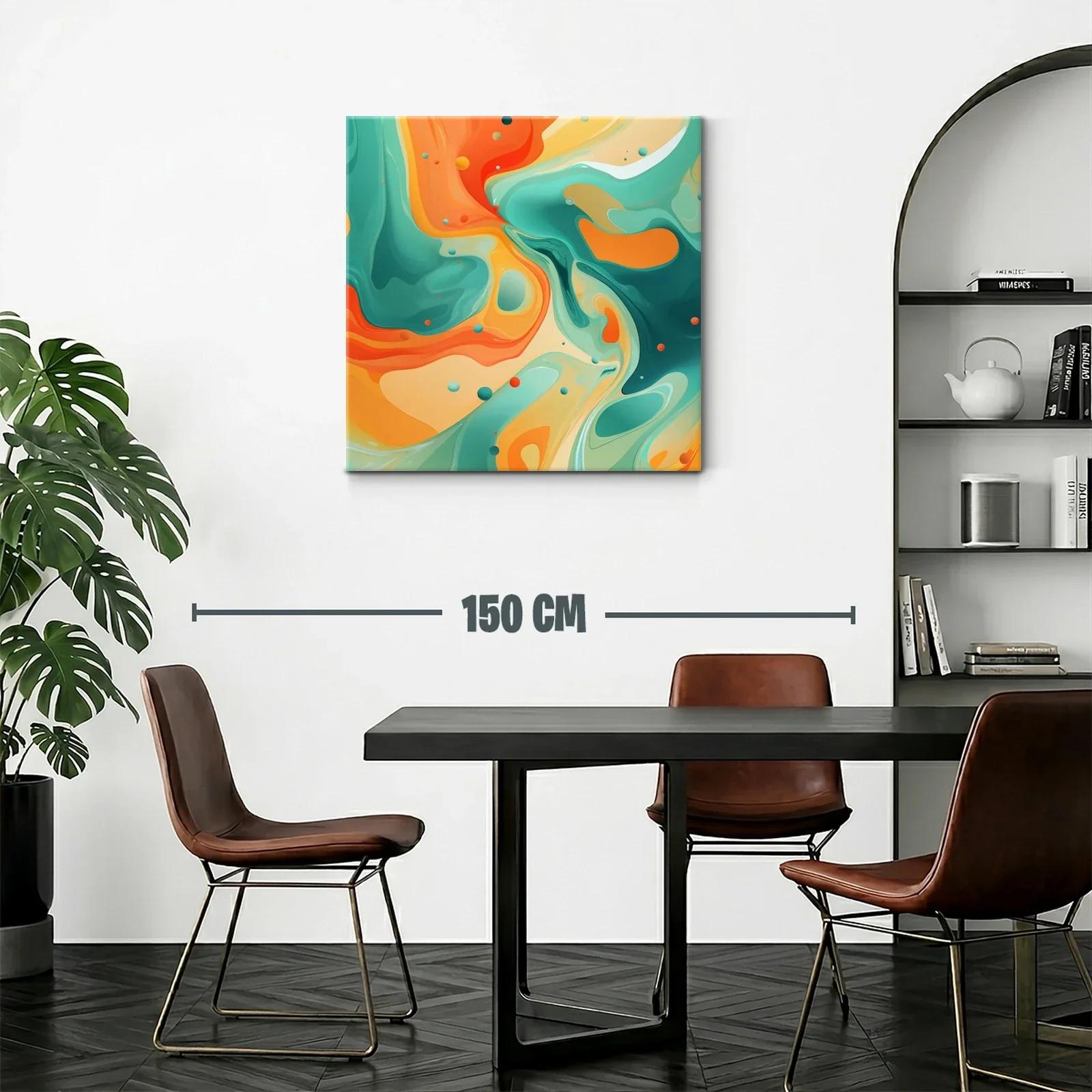 Arte abstracto con vibrantes tonos naranja y verde aqua — miniatura 2