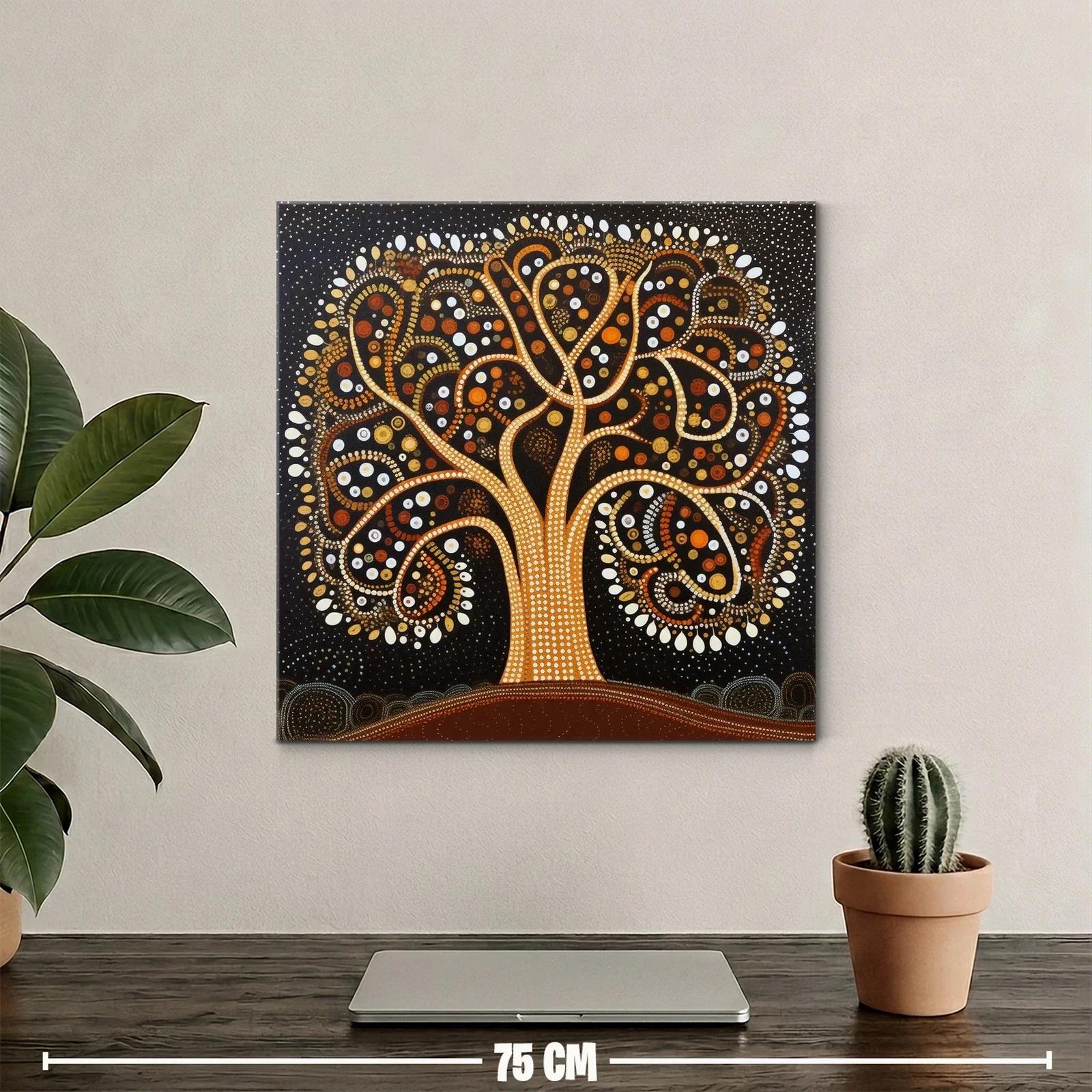 Árbol con patrones de puntos en tonos tierra y negro — miniatura 2